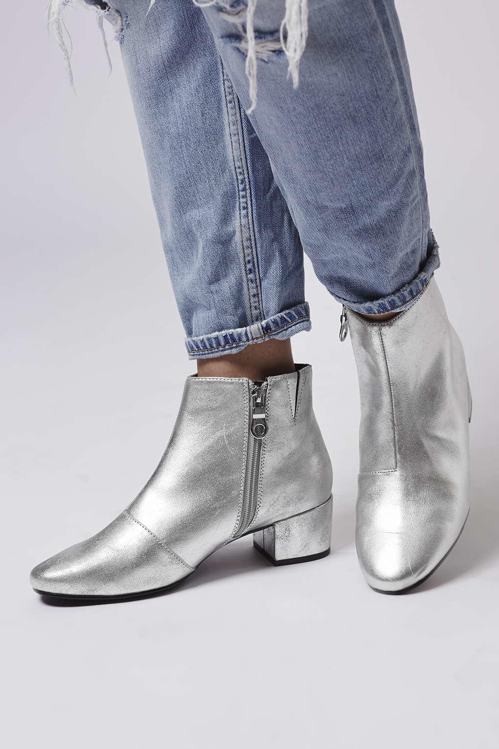 silver boots topshop