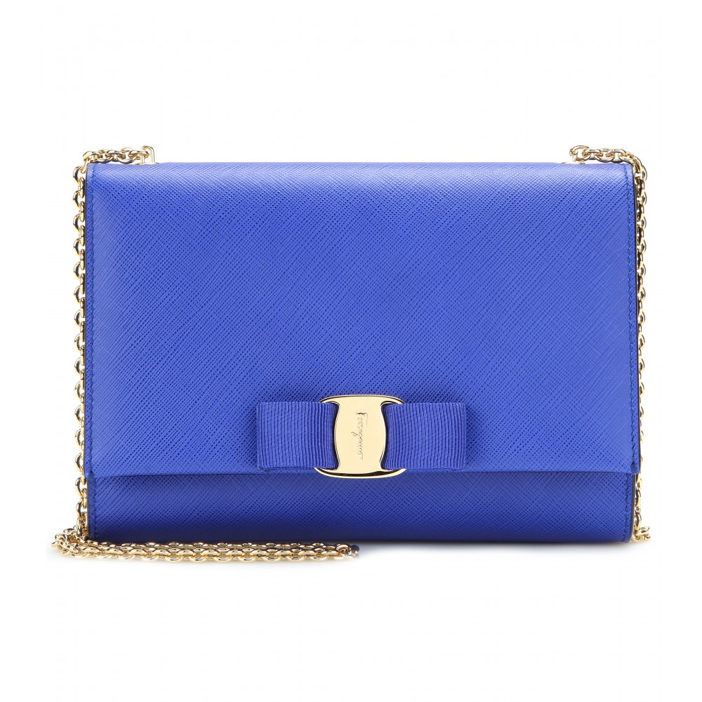 Ferragamo Ginny Small Leather Shoulder Bag in Blue - Lyst