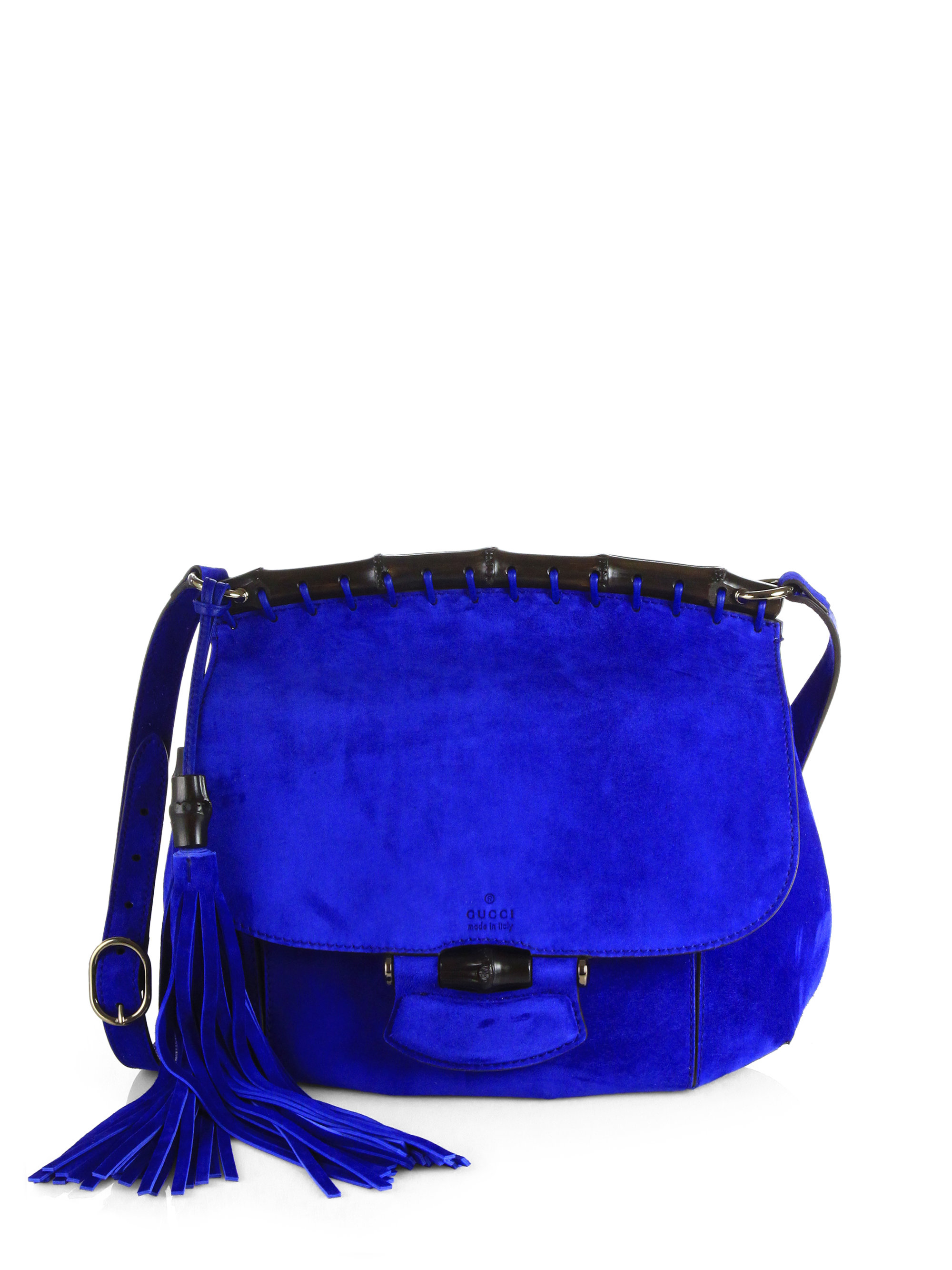 Gucci Nouveau Suede Shoulder Bag in Blue - Lyst