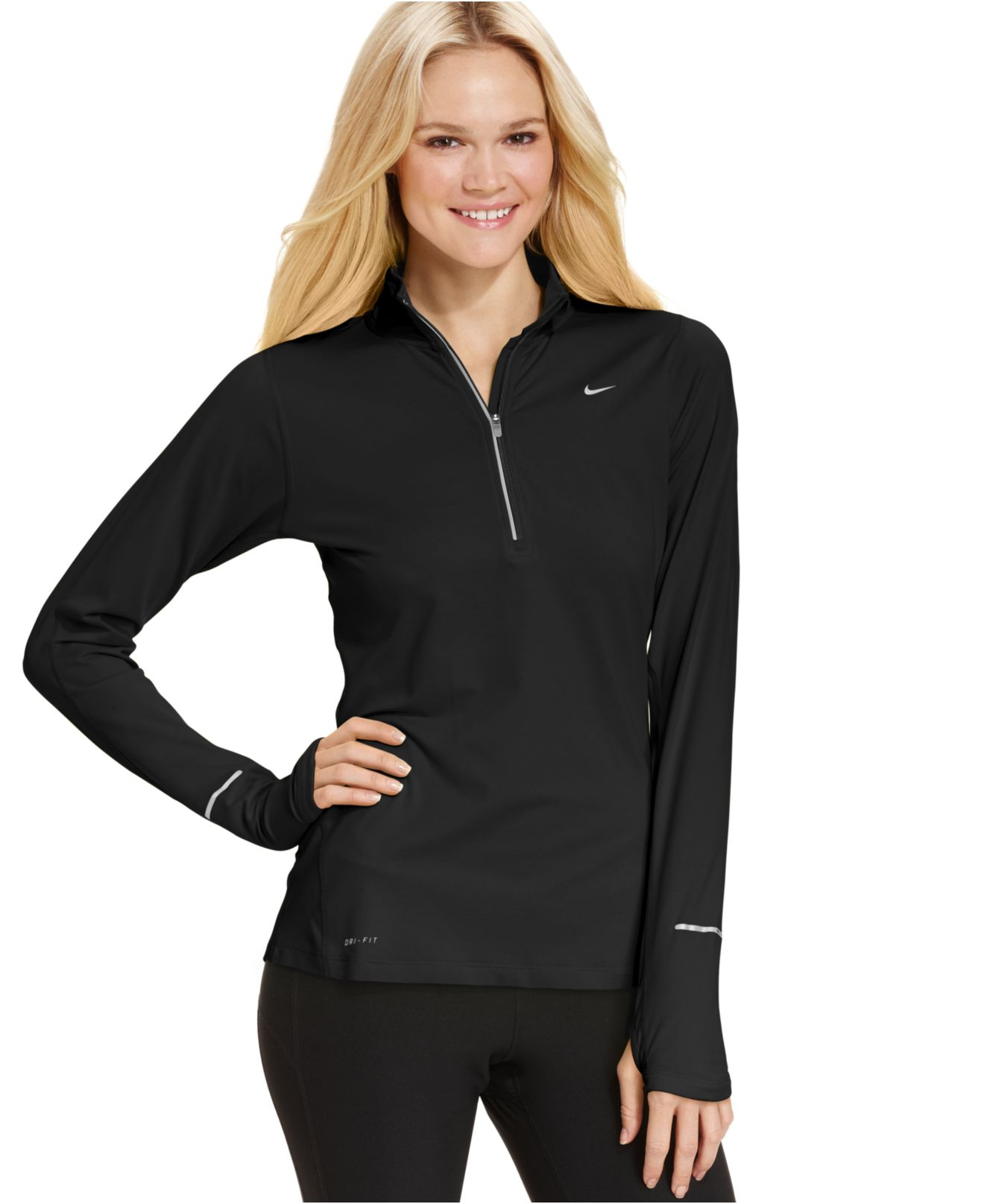 Nike Synthetic Element Dri-Fit Half-Zip Pullover in Black - Lyst