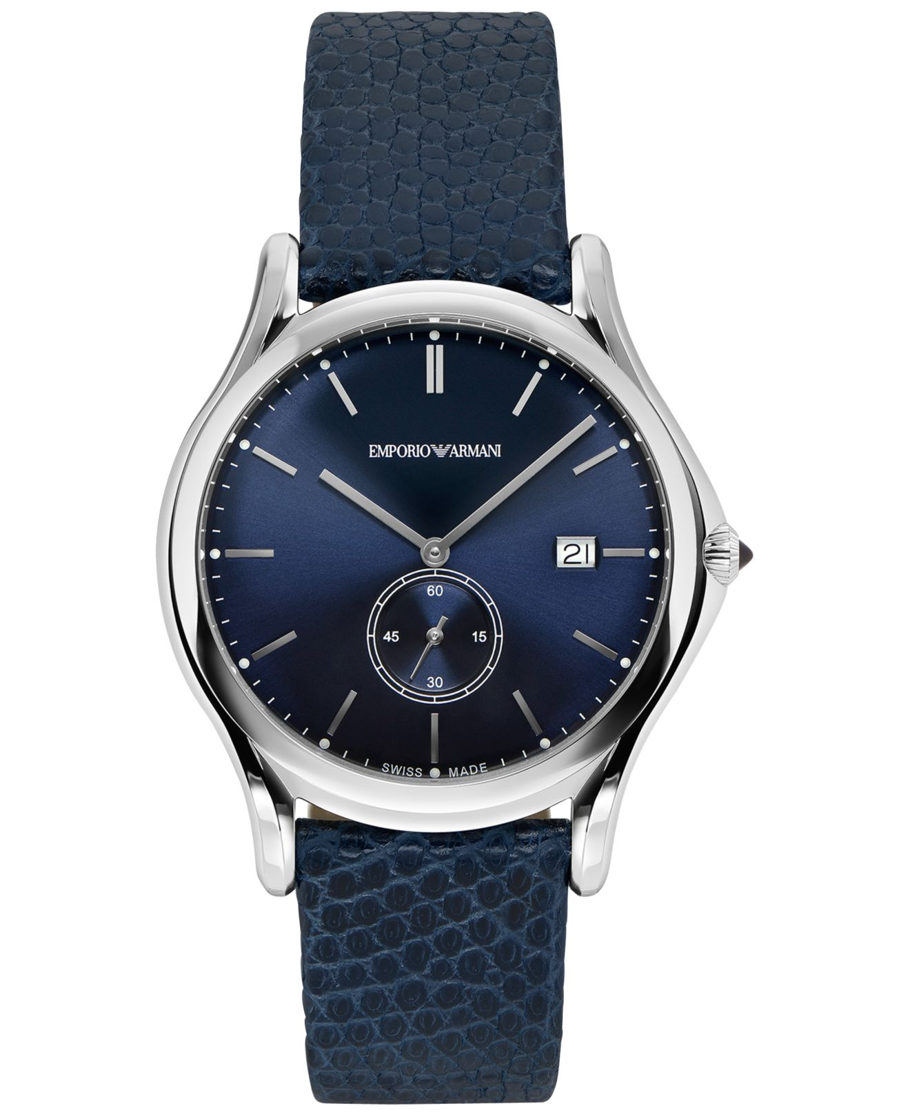 Emporio armani Emporio Armani Men's Swiss Blue Leather Strap Watch 40mm Ars1010 in Blue for Men