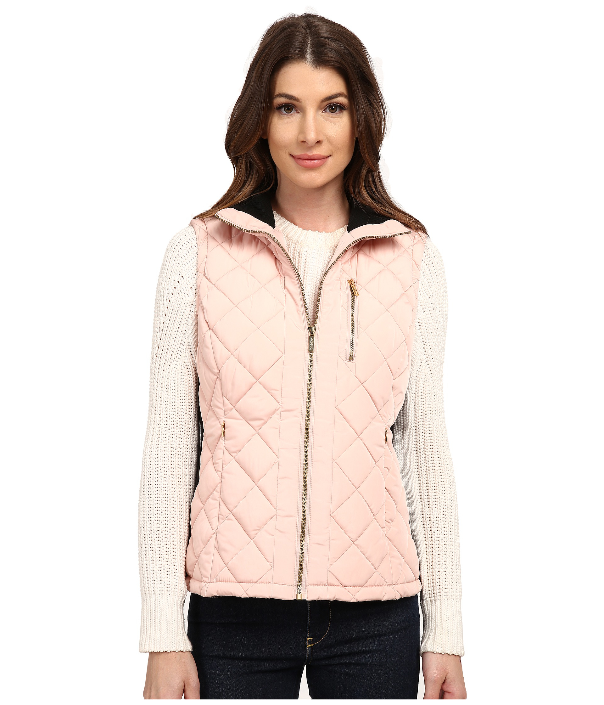 Light Pink Puffer Vest | tyello.com
