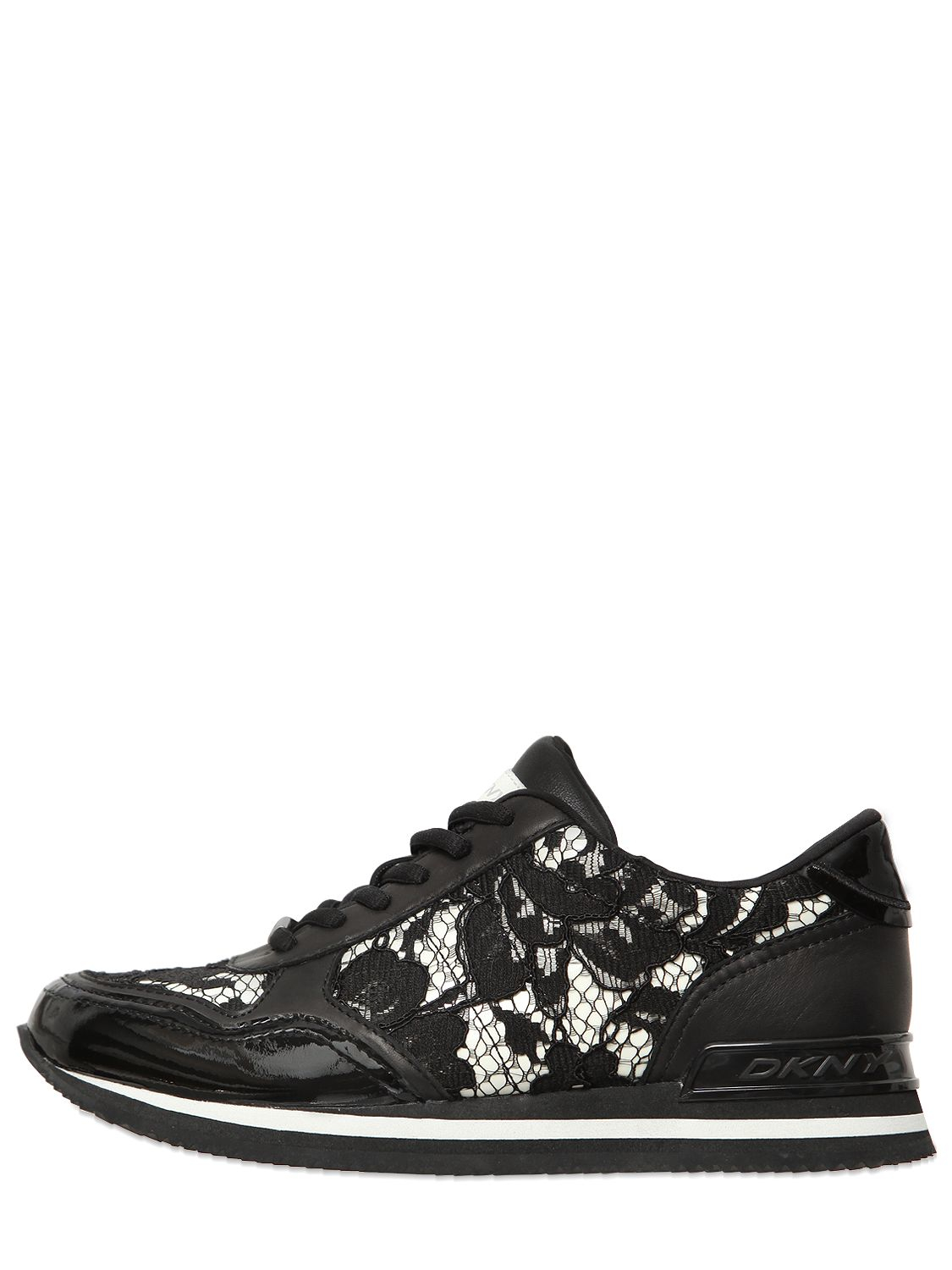 DKNY Jamie Lace & Patent Leather Sneakers in Black/White (Black) Lyst