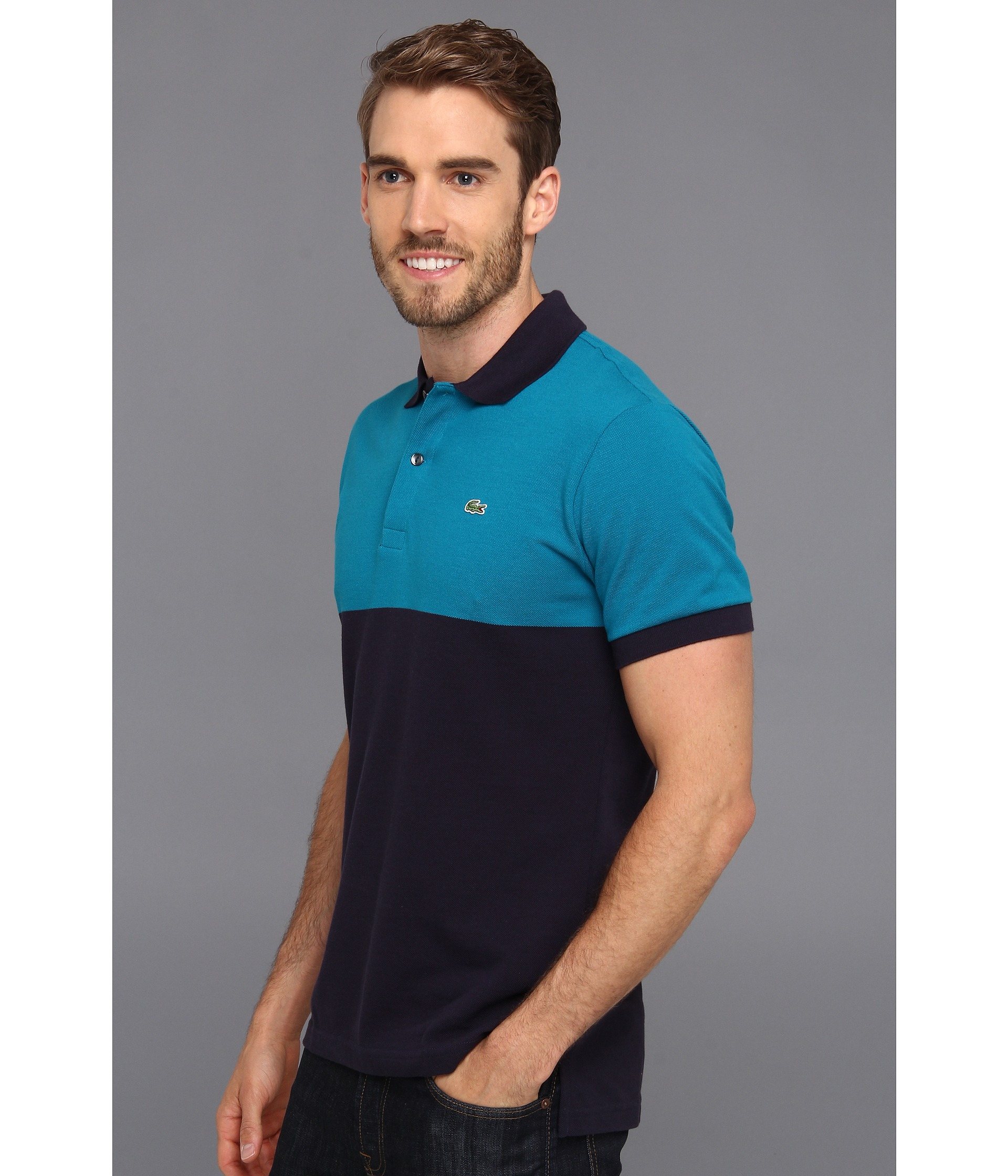 Lacoste Short Sleeve Color Block Pique 