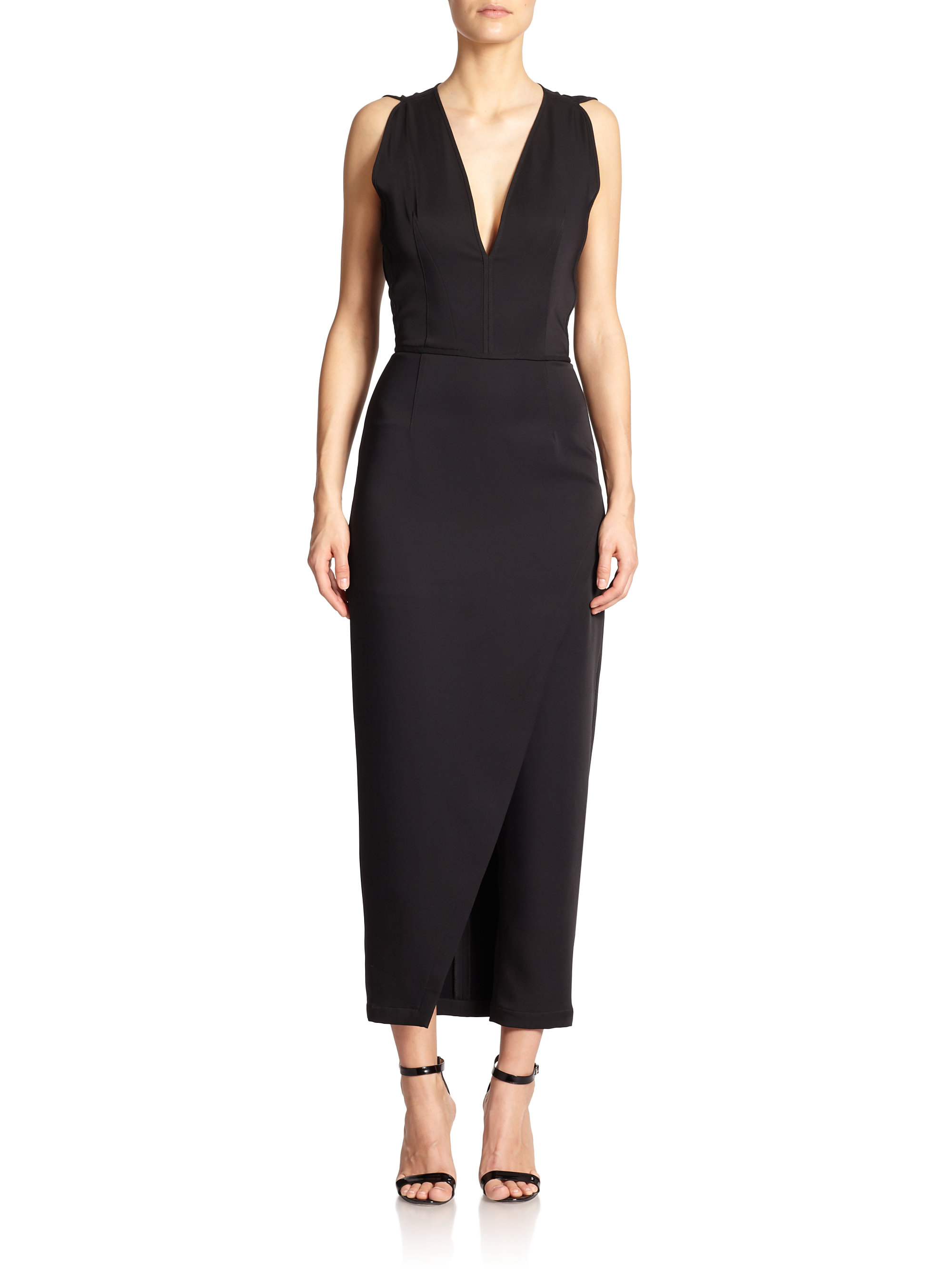 Yigal azrouël Crepe Wrap-Skirt Jumpsuit in Black | Lyst