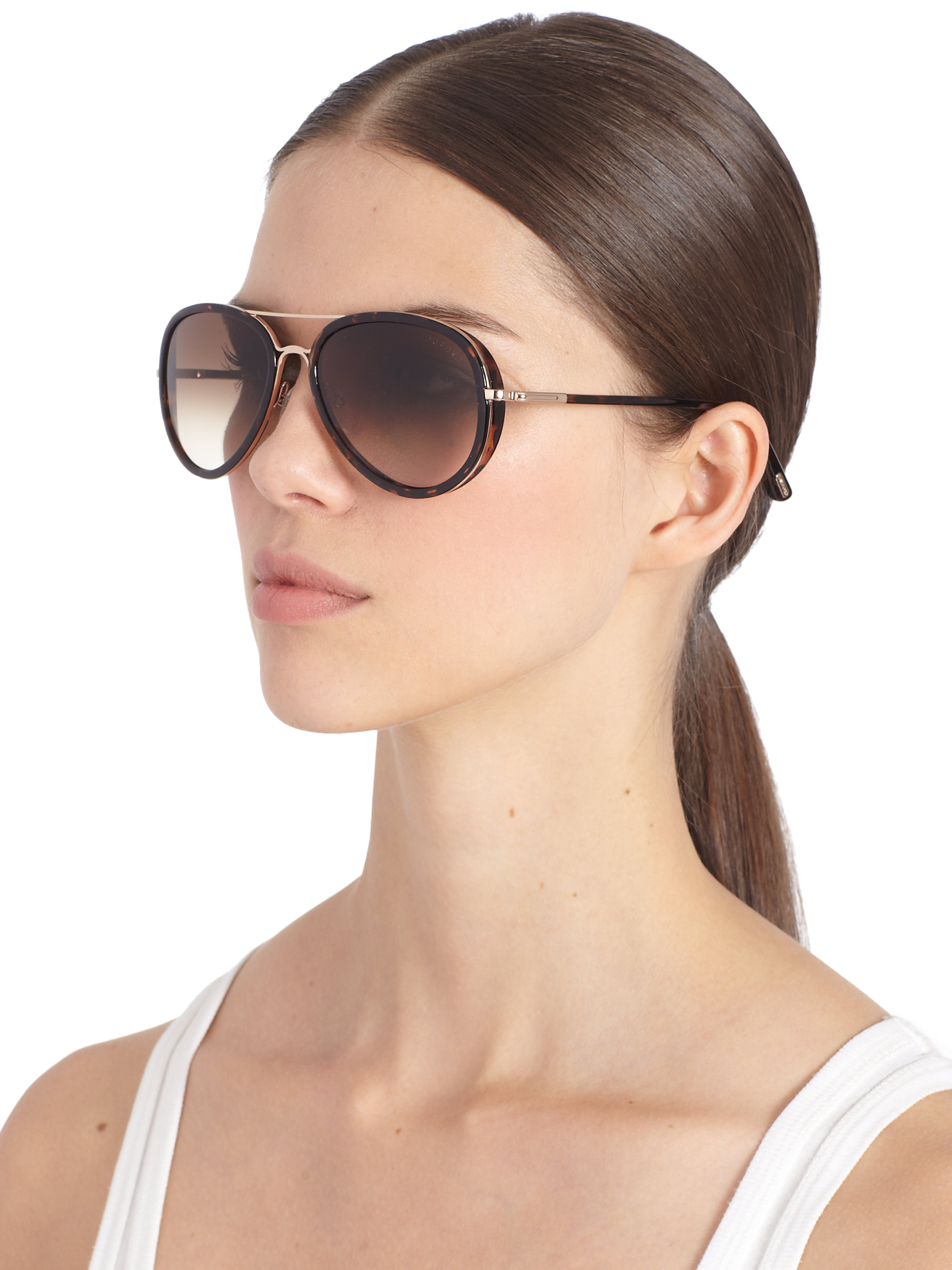 Tom Ford Miles Metal & Plastic Tortoise Sunglasses - Lyst