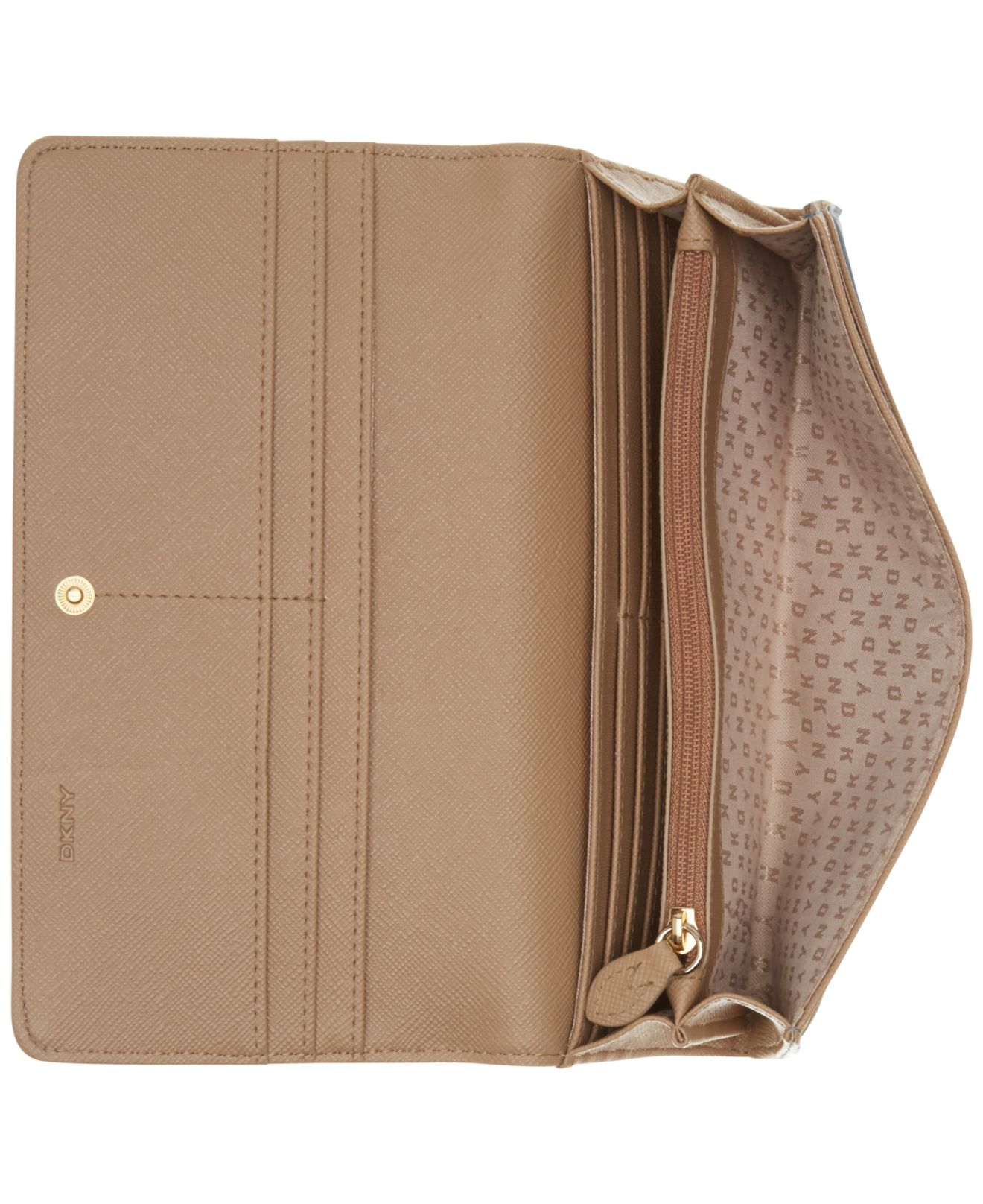 Lyst Dkny Saffiano Leather Large Carryall Wallet in Gray