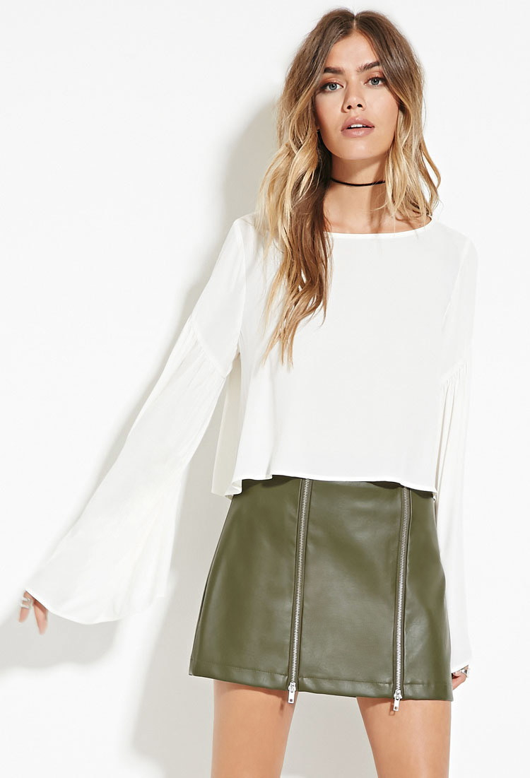 chiffon bell sleeve top