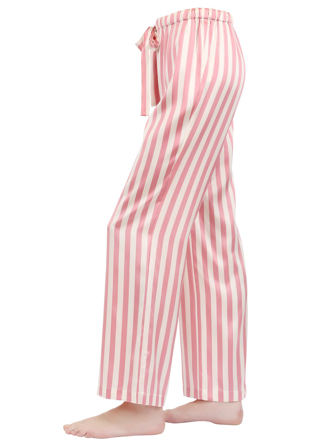 Lyst - Morgan Lane Chantal Striped Silk Satin Pajama Pants in Pink
