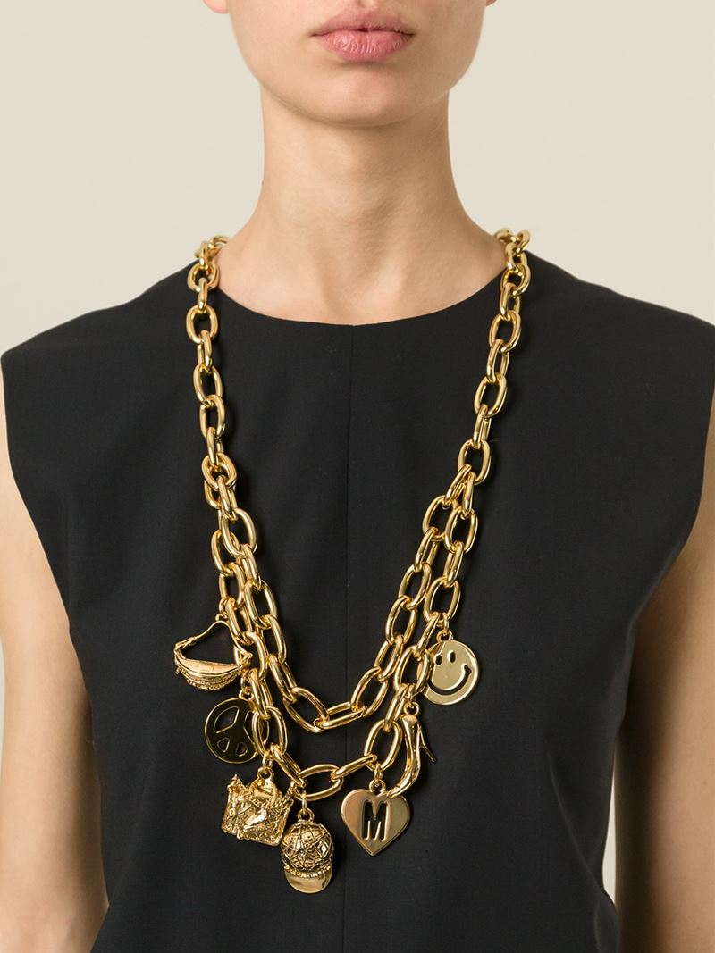 Moschino Charm Necklace in Metallic - Lyst