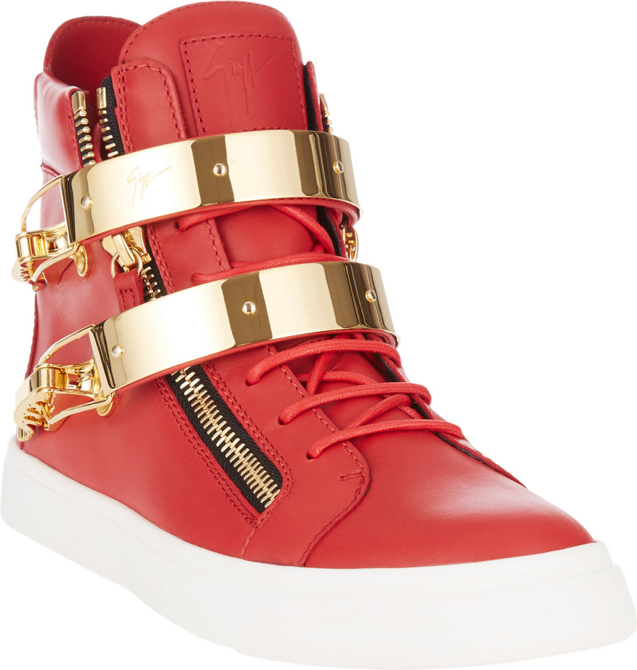 Giuseppe Zanotti Plated-Strap Double-Zip Sneakers-Red Size 6.5 in Red ...