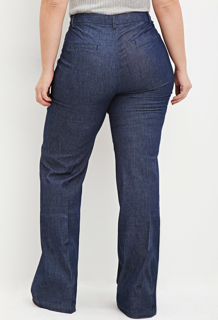 Forever 21 Plus Size Wide-leg Denim Pants in Blue - Lyst