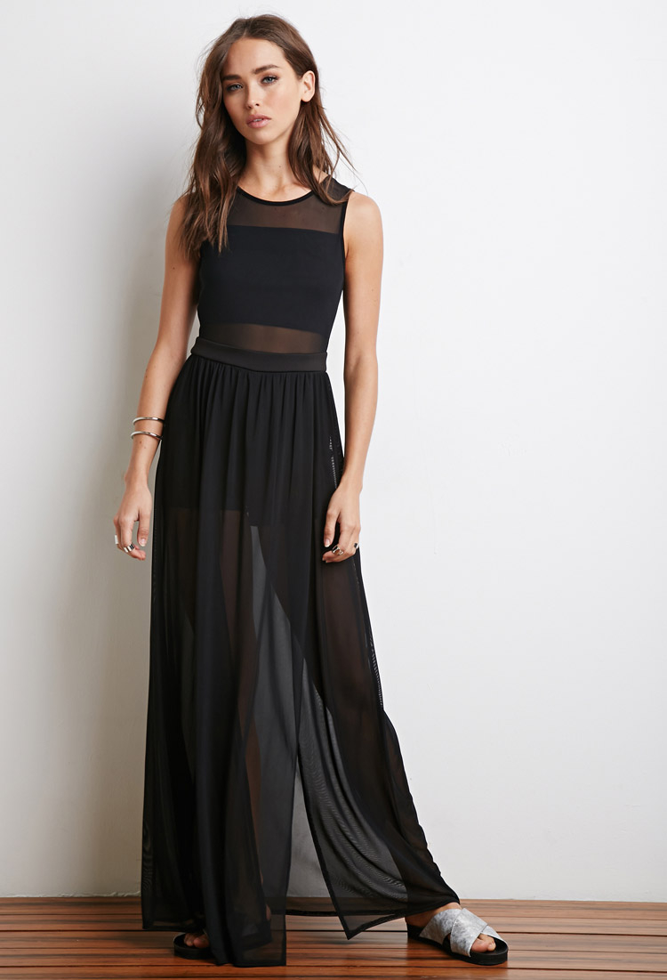 mesh overlay maxi skirt