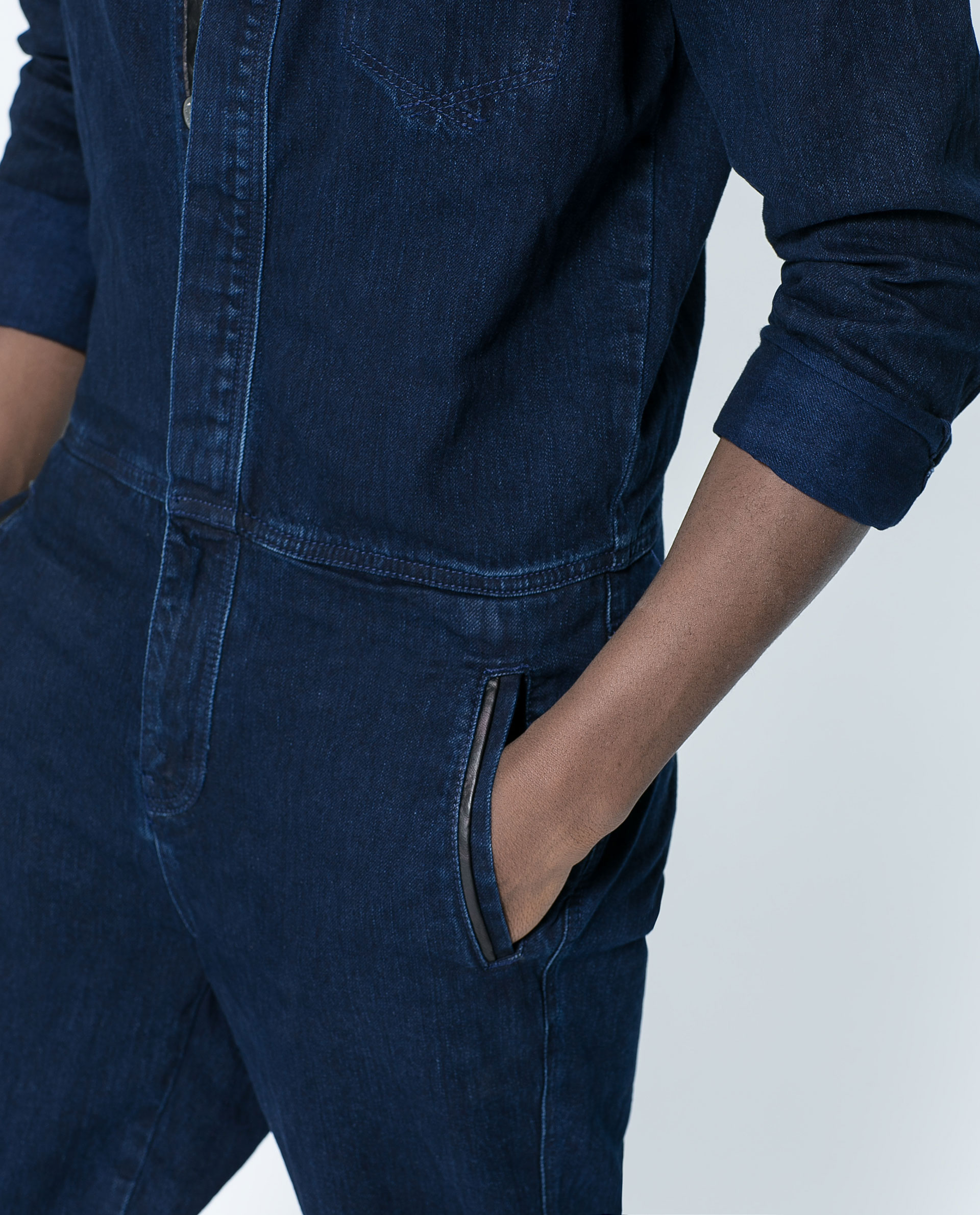 Zara Denim Jumpsuit with Faux Leather in Blue for Men Lyst