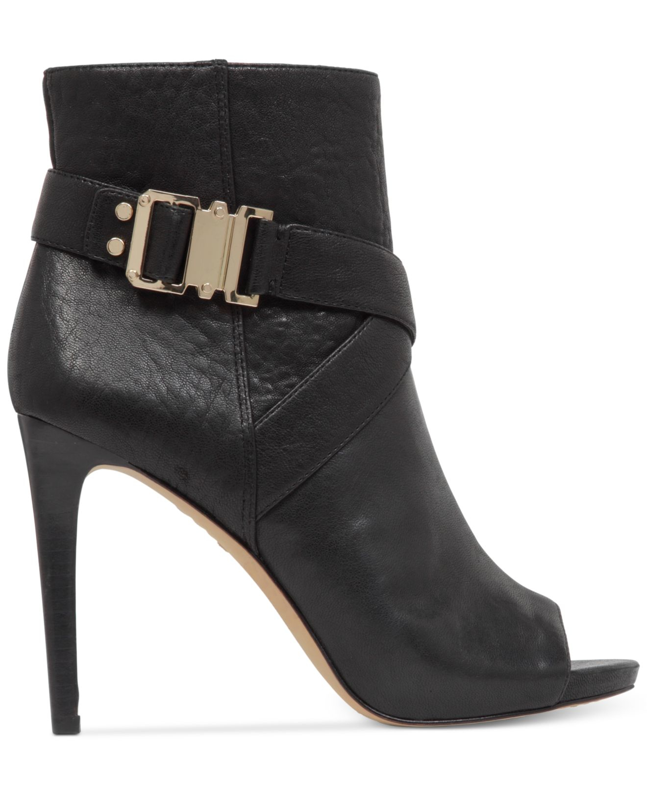 vince camuto black open toe booties