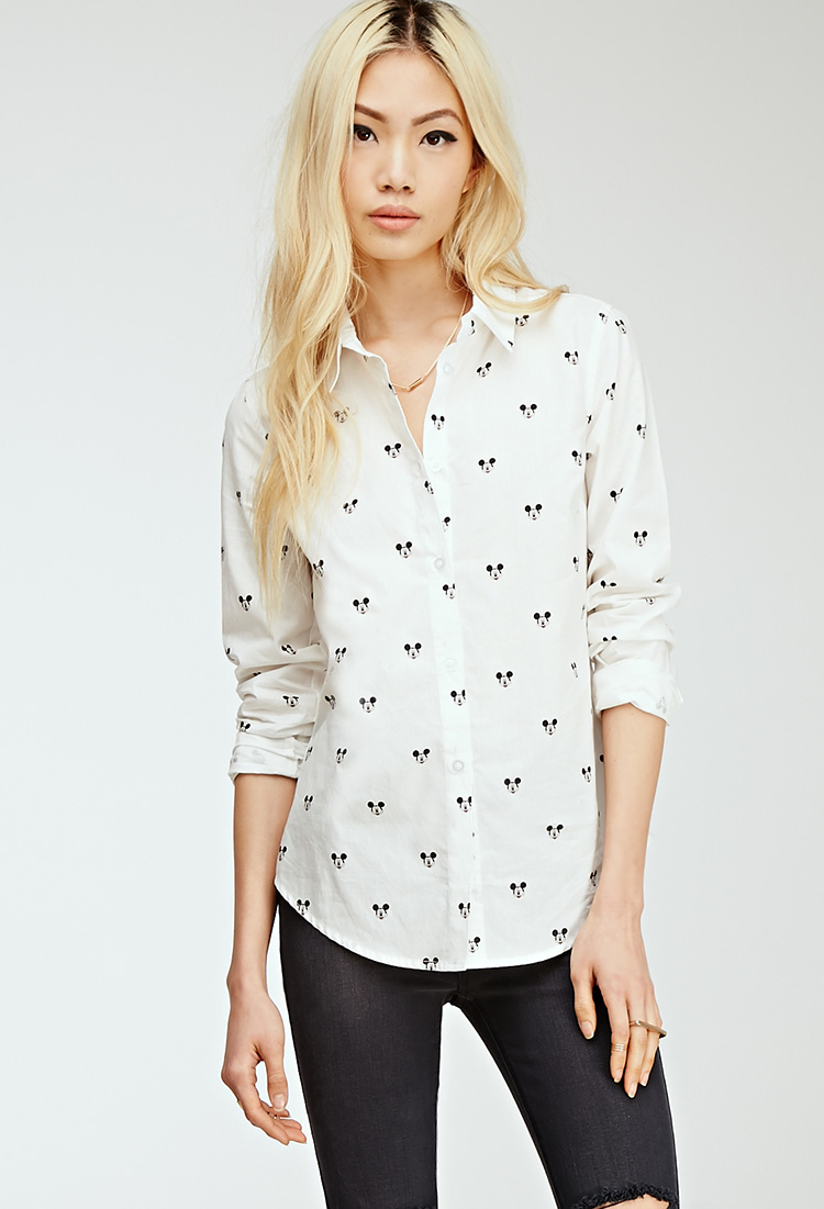 mickey mouse button down