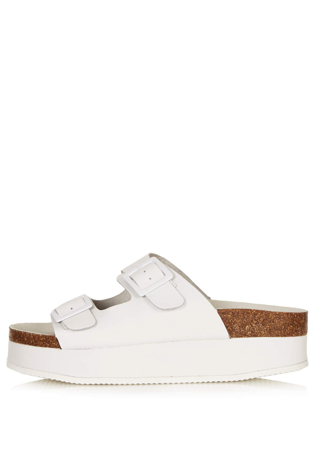 TOPSHOP Fang Double Buckle Flatform Sandals in White - Lyst
