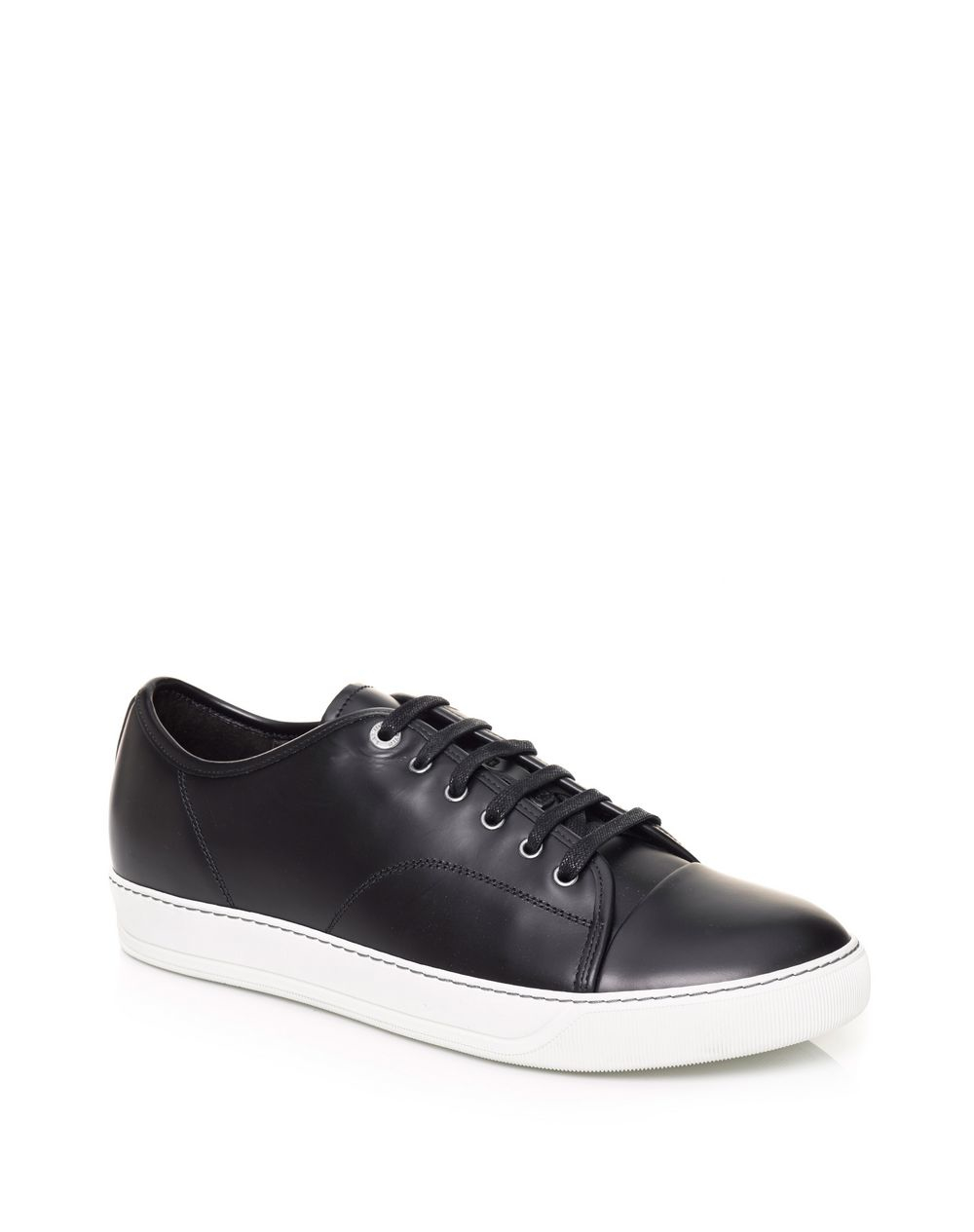Lanvin Leather Low-Top Sneakers in Black for Men | Lyst