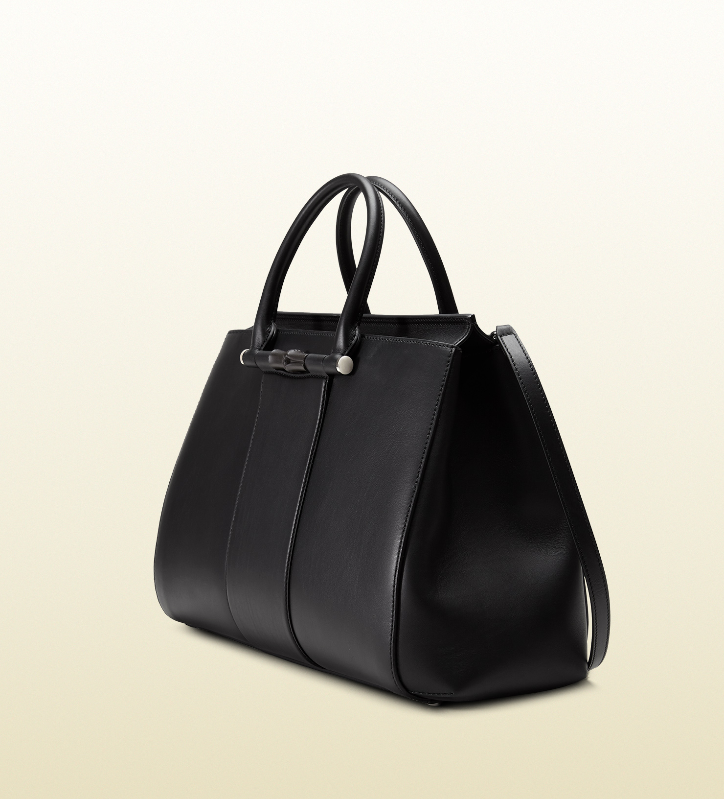 Lyst - Gucci Lady Bamboo Leather Top Handle Bag in Black