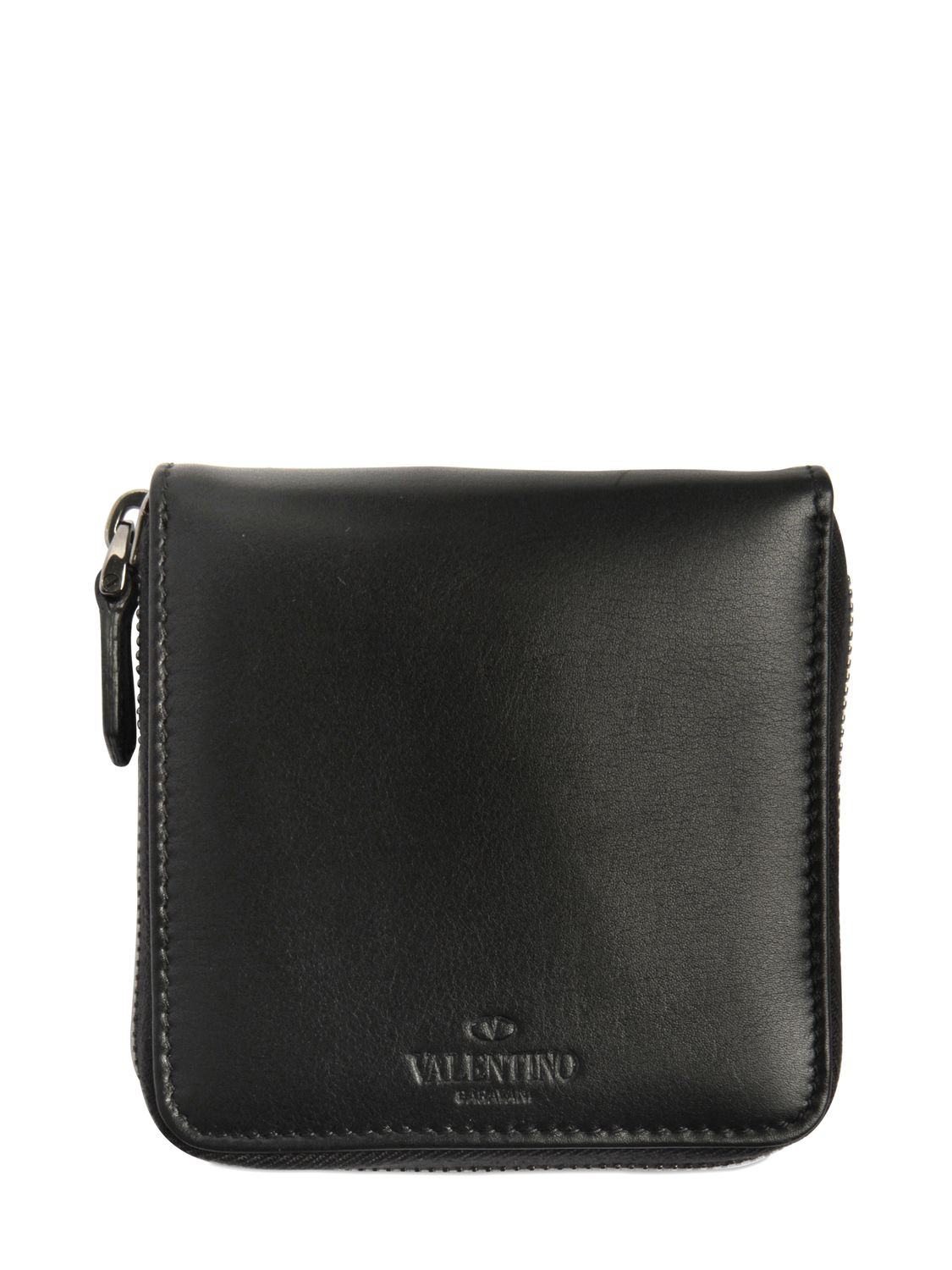 Valentino Noir 2 Studs Small Zip Around Wallet in Black for Men - Lyst