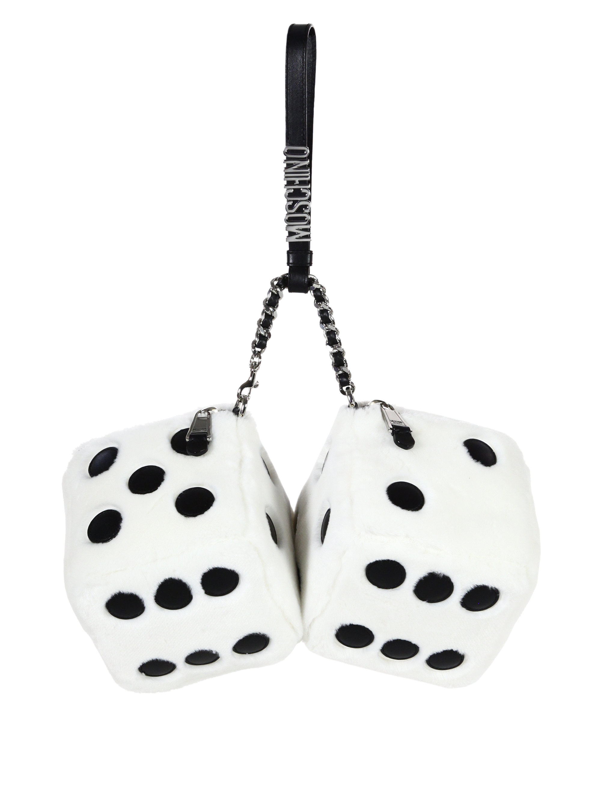 Moschino Dice Hand Bag In White Black Lyst Moschino Dice Hand Bag In White Black