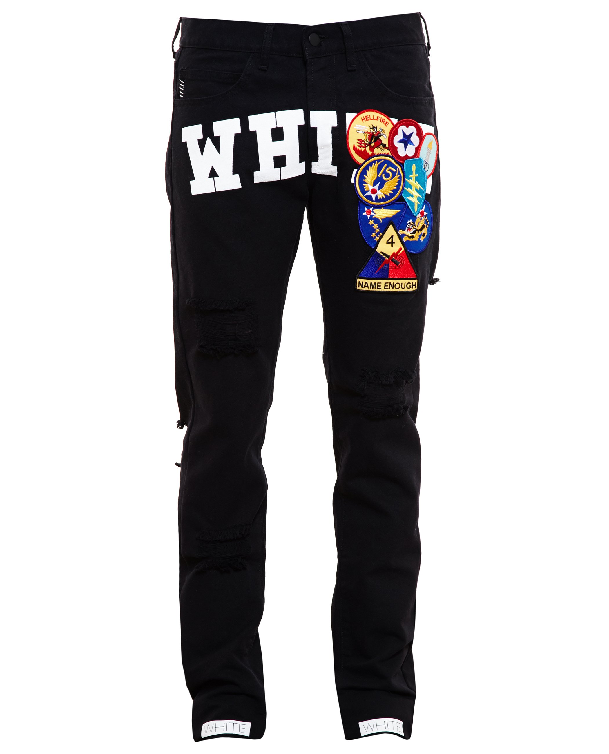 Off-White c/o Virgil Abloh Distressed Jeans Embroidered With Badges in ...
