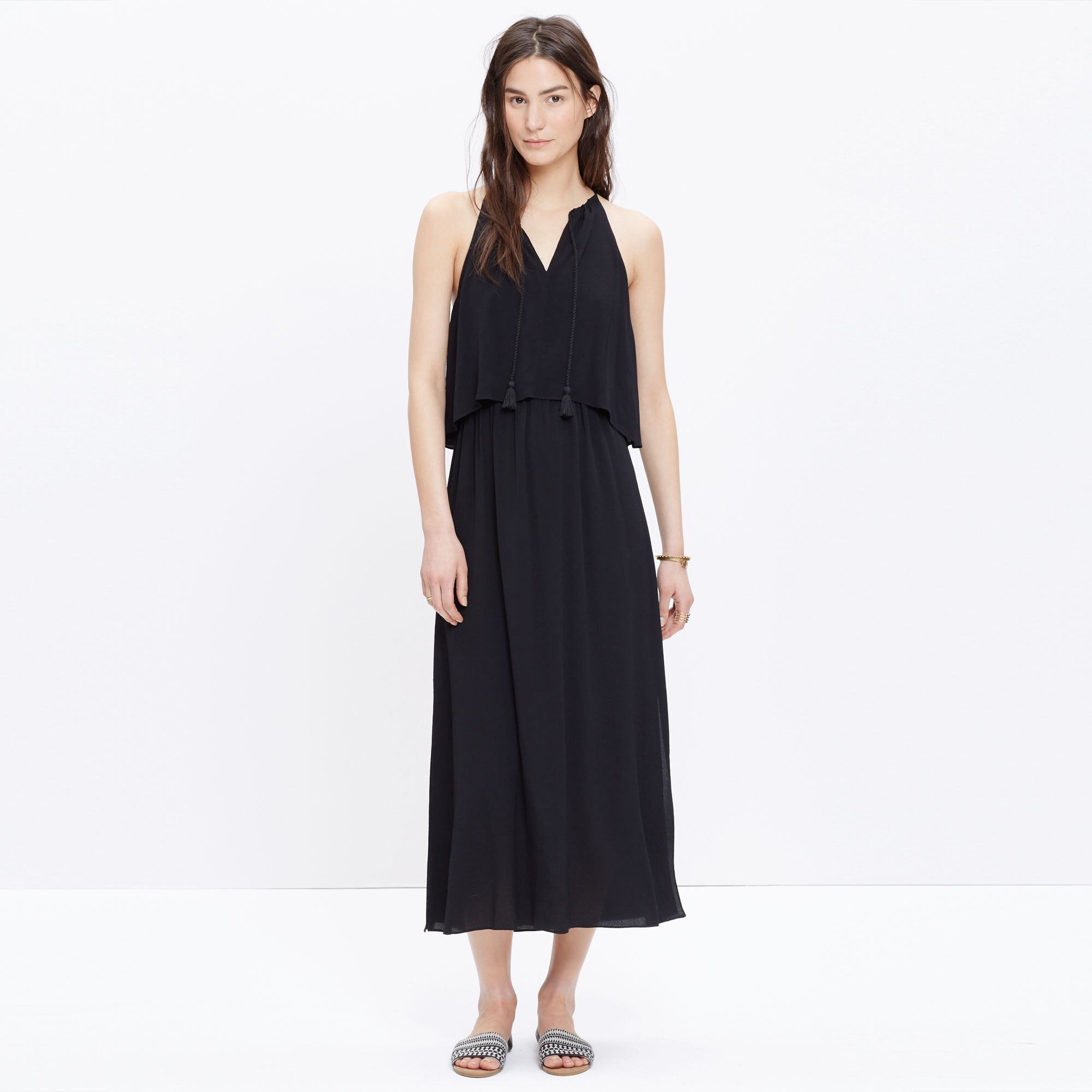 Madewell Flutter-back Overlay Maxi Dress in Black (true black) | Lyst