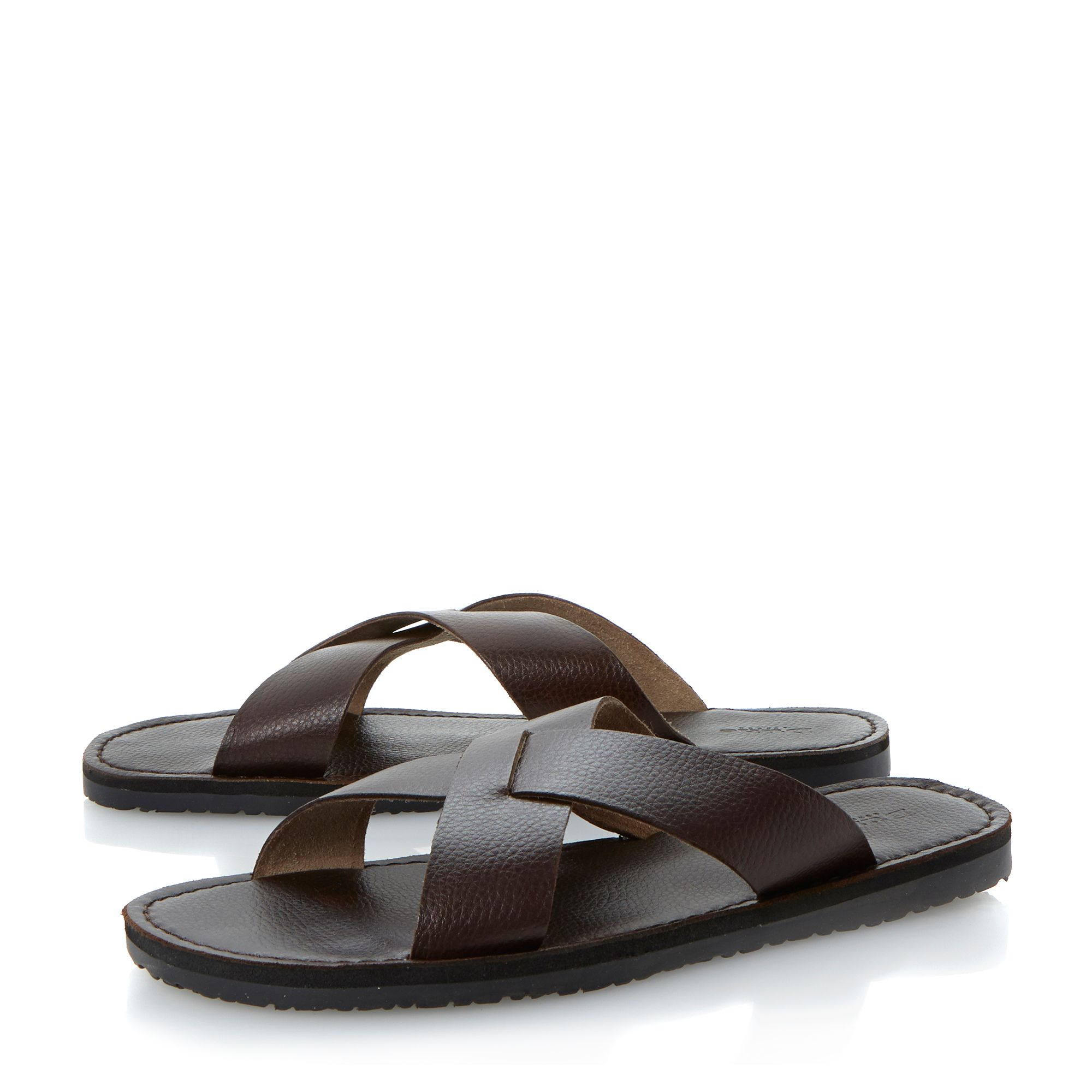 Dune Indian Summer Leather Crossover Sandals in Brown for Men (Tan) Lyst