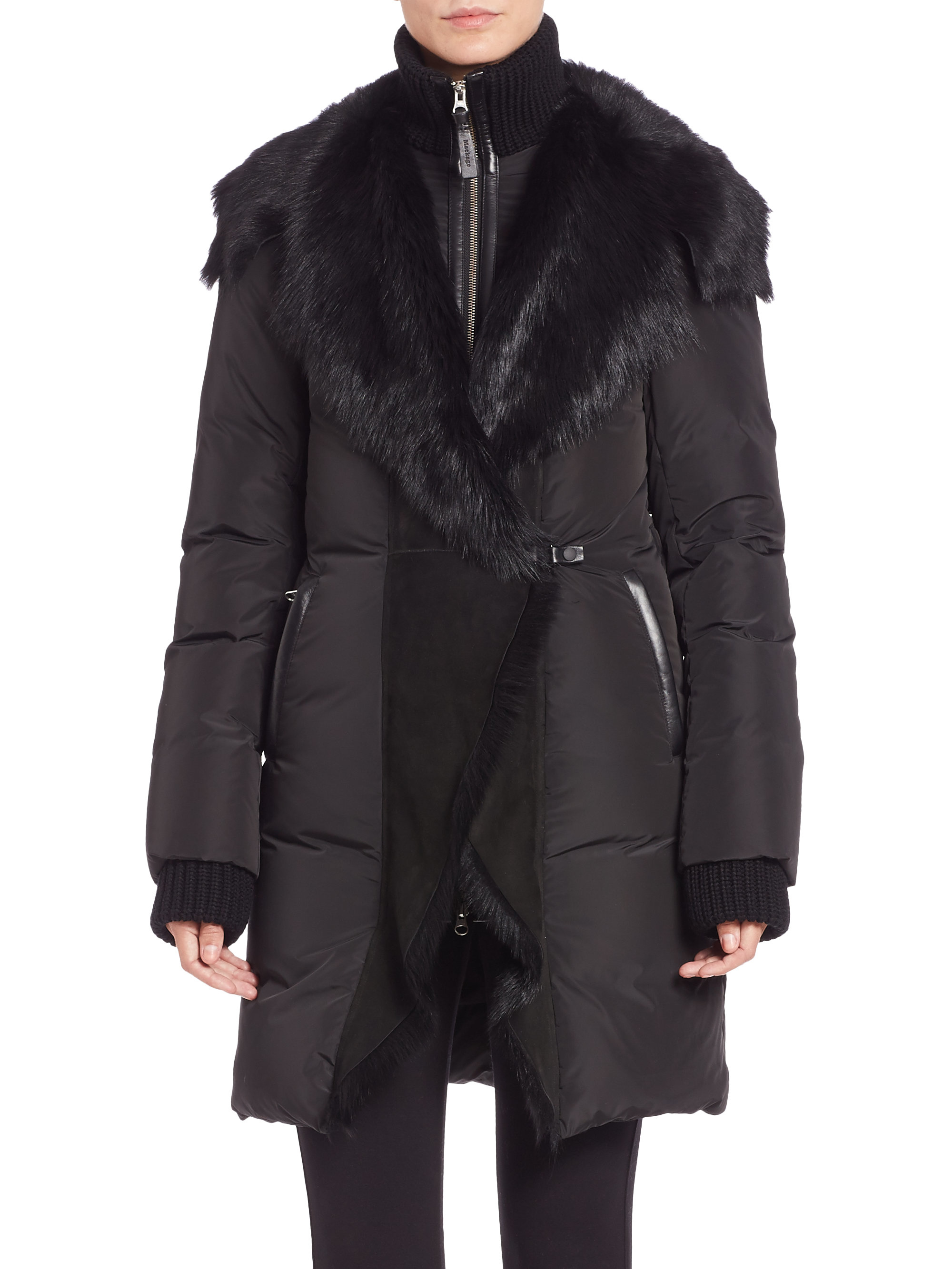 Mackage Adora Shearling Puffer Coat in Black Lyst