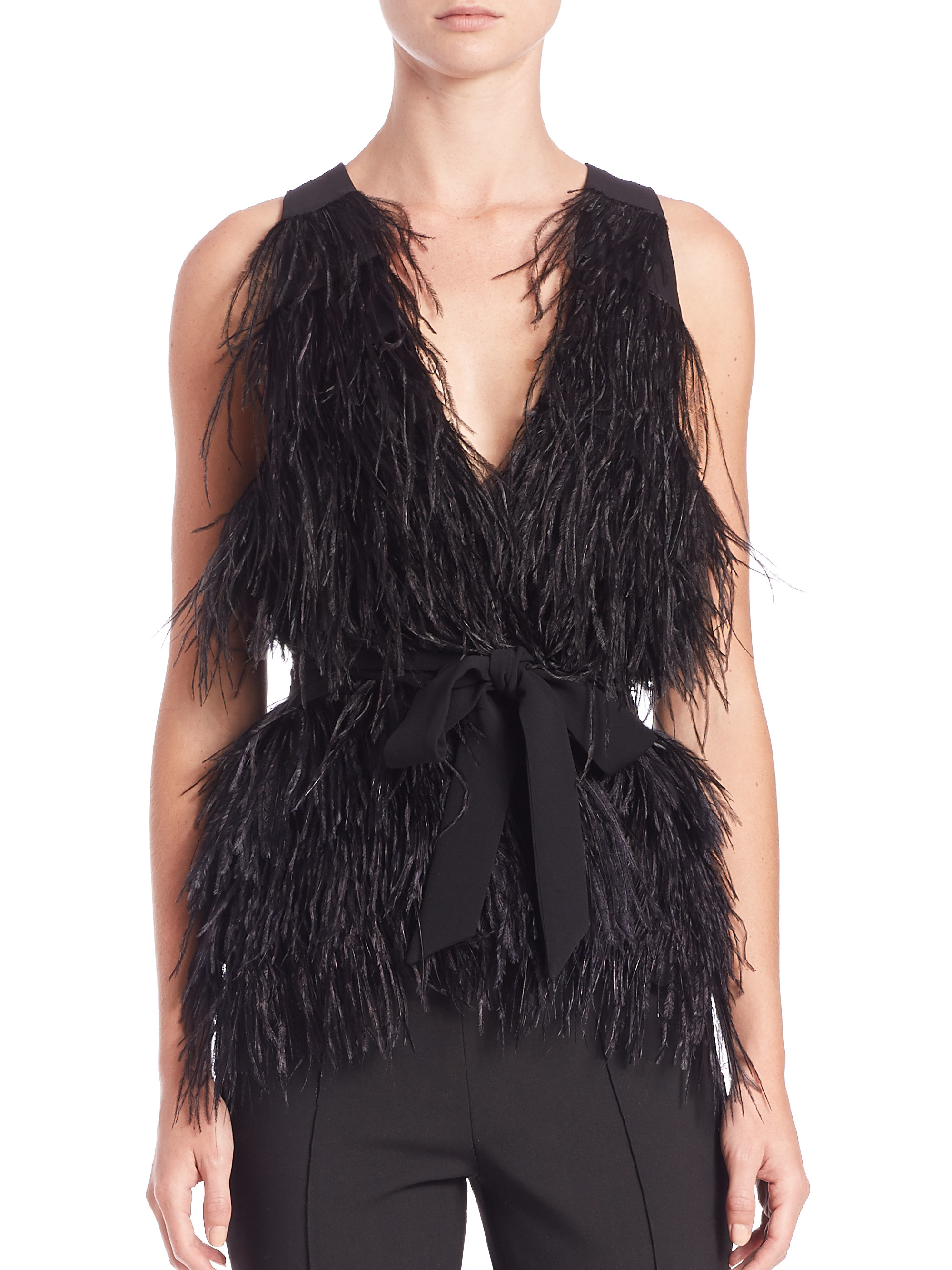 James Xiomara Ostrich Feather Vest 