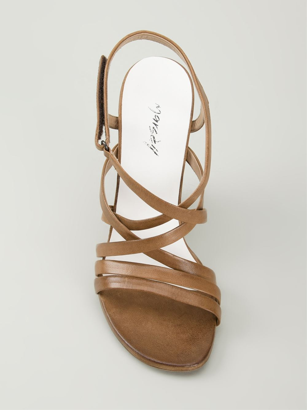 MarsÃ¨ll Leather Strappy Chunky Heel Sandals in Brown - Lyst