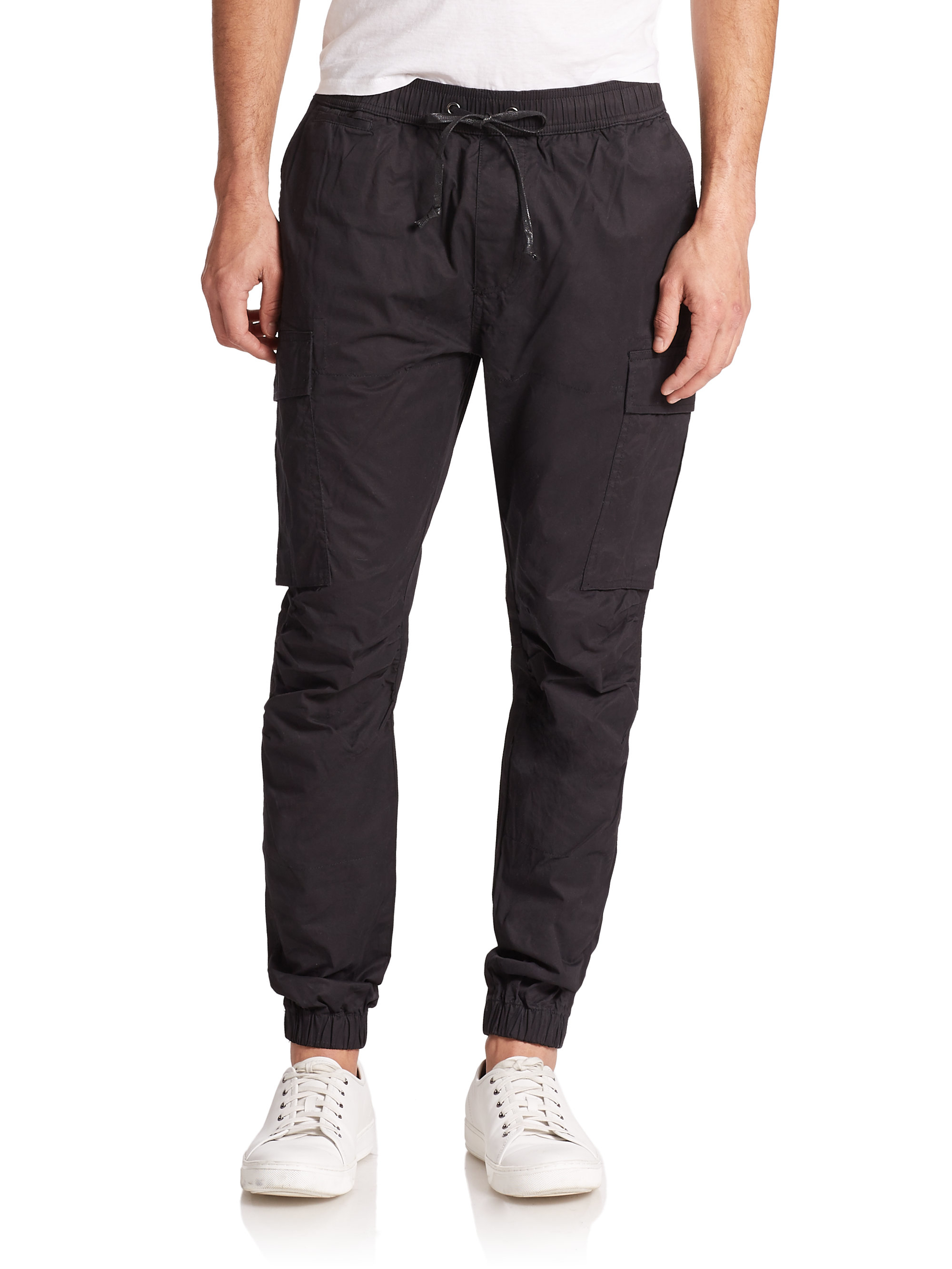 Hudson Jeans Cotton Gunner Drawstring Cargo Pants in Black for Men - Lyst