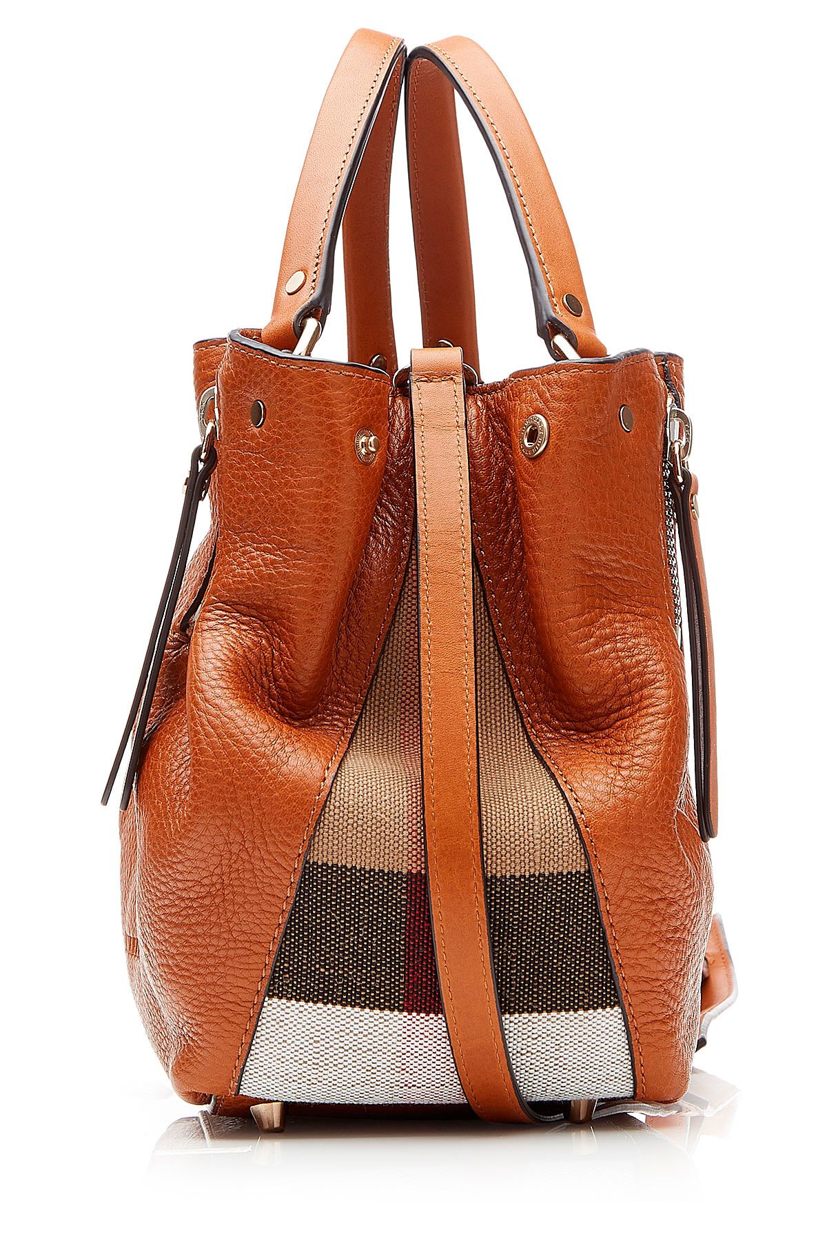 Burberry Leather Shoulder Bag With Printed Fabric - Brown in Brown - Lyst