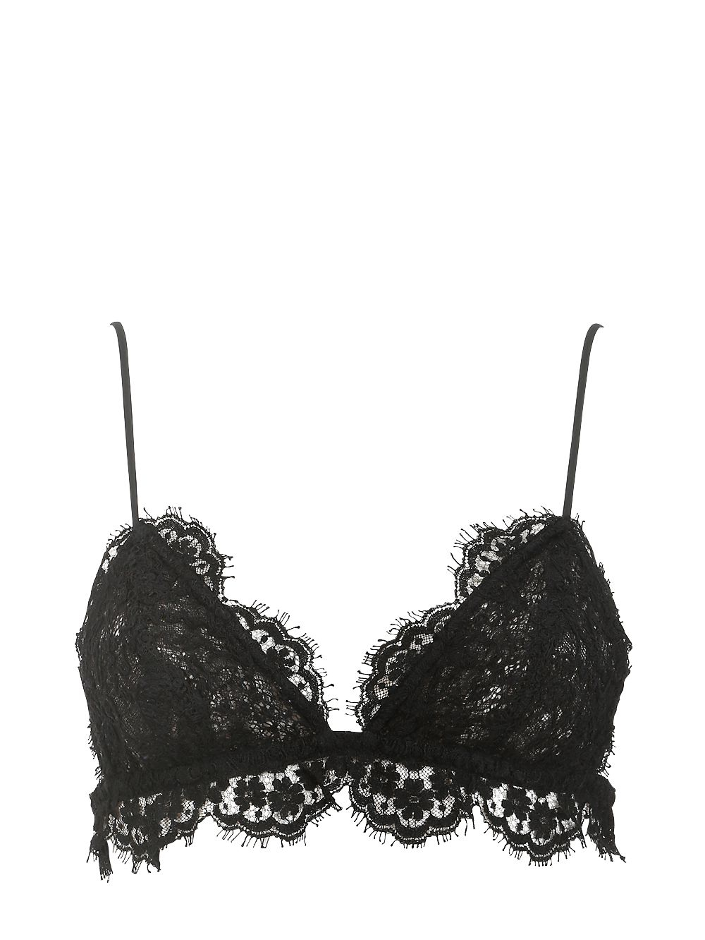 black lace triangle bralette