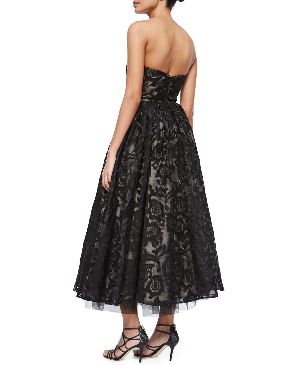 Lyst Ml Monique Lhuillier Strapless Sweetheart Tea Length Dress In Gallery