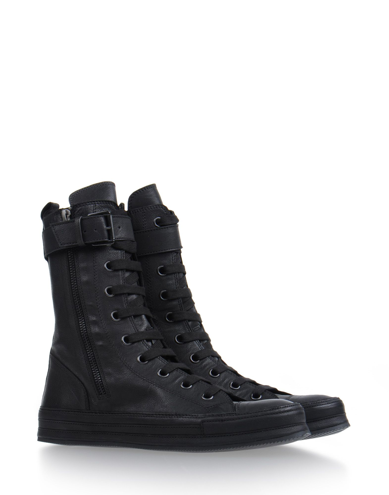 Ann Demeulemeester Leather High-top Sneakers in Black - Lyst