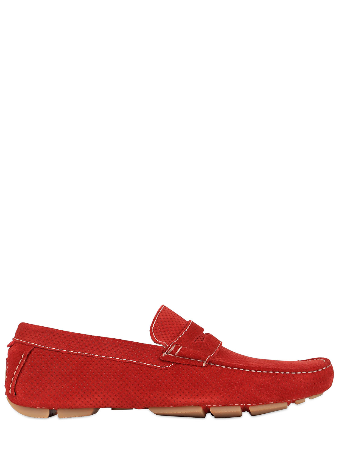 A.testoni Perforated Suede Driving Shoes in Red for Men | Lyst