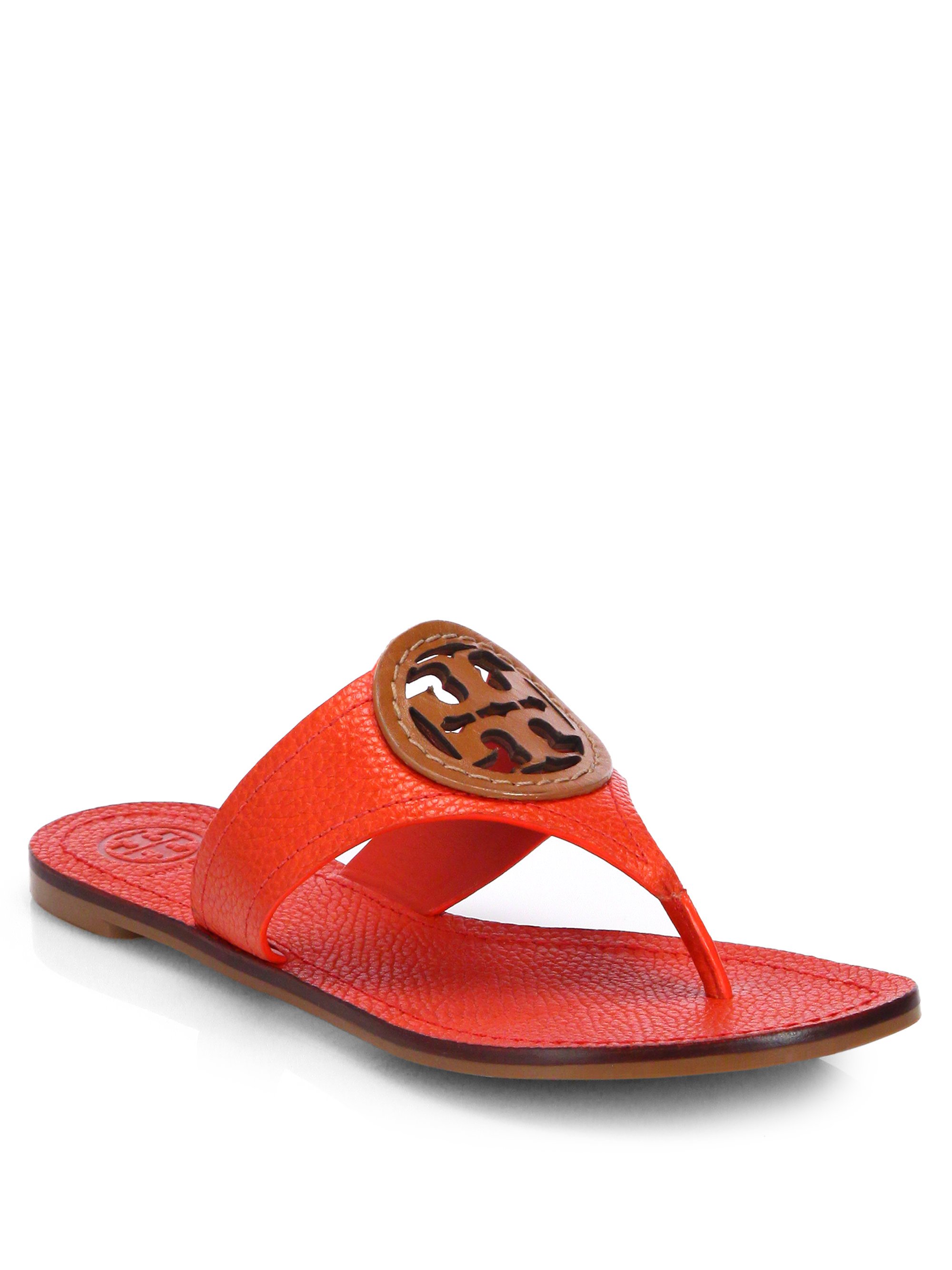 red orange tory burch sandals