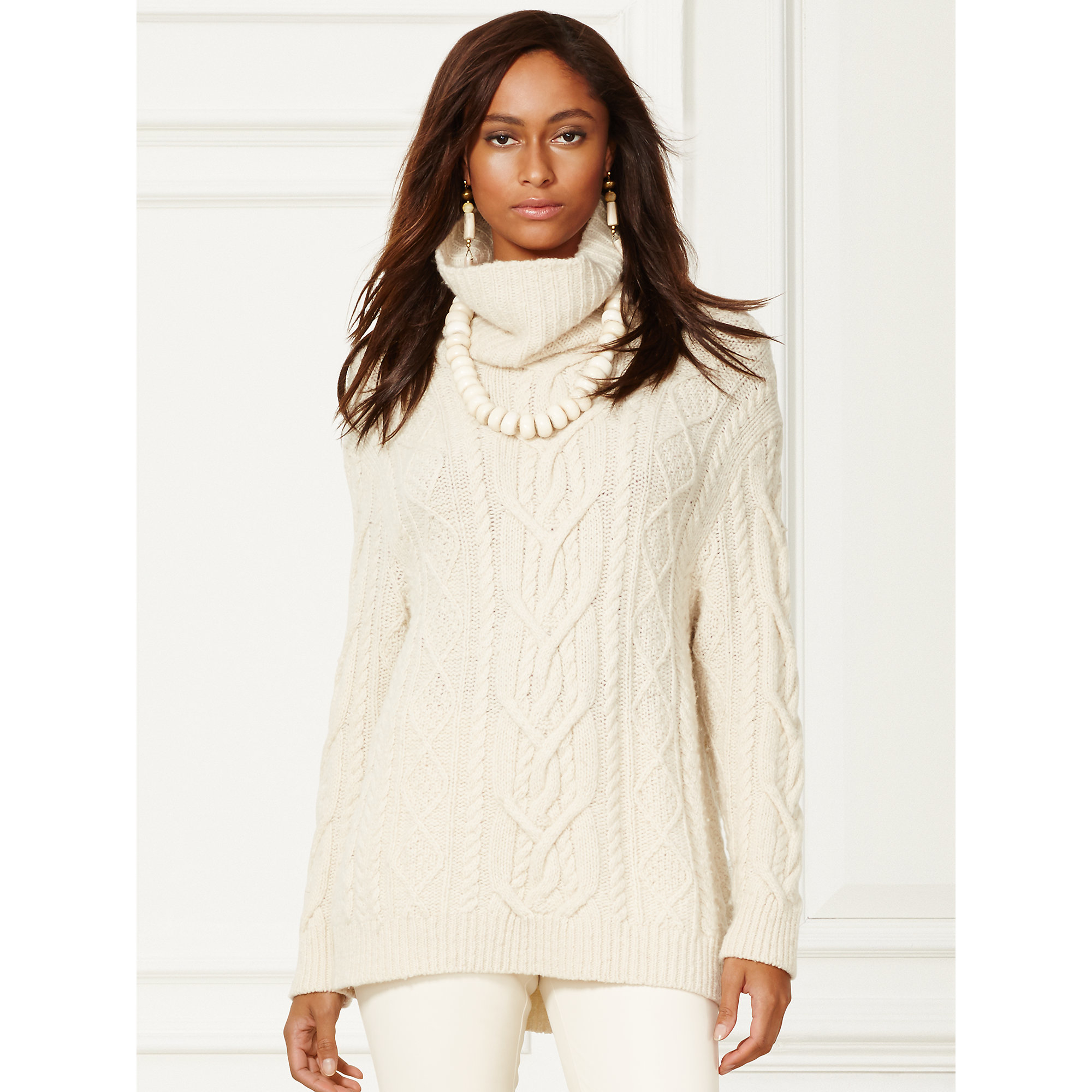 Ralph lauren Cashmere Turtleneck Sweater in Natural | Lyst