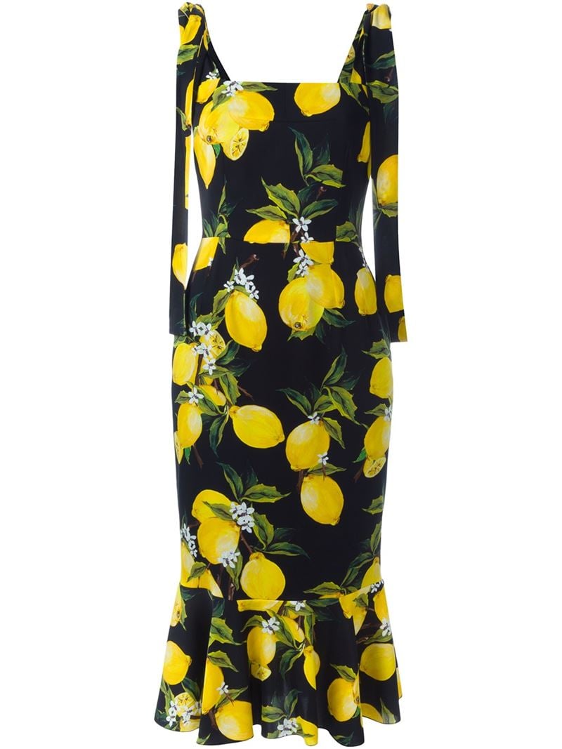 Dolce & Gabbana Lemon Print Dress in Yellow | Lyst