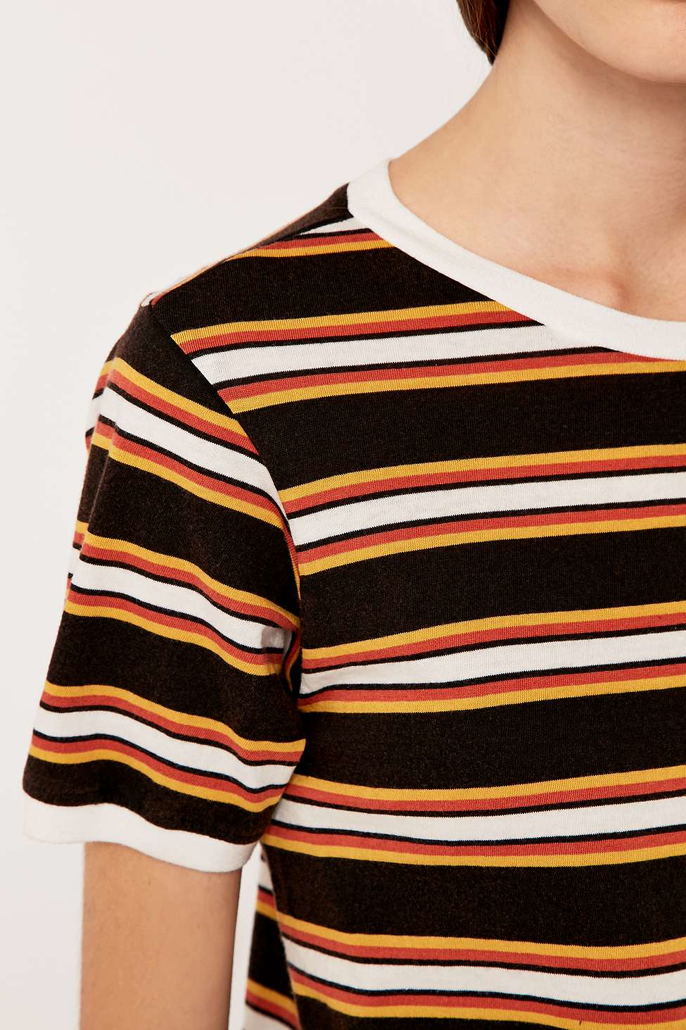 black white and orange shirt