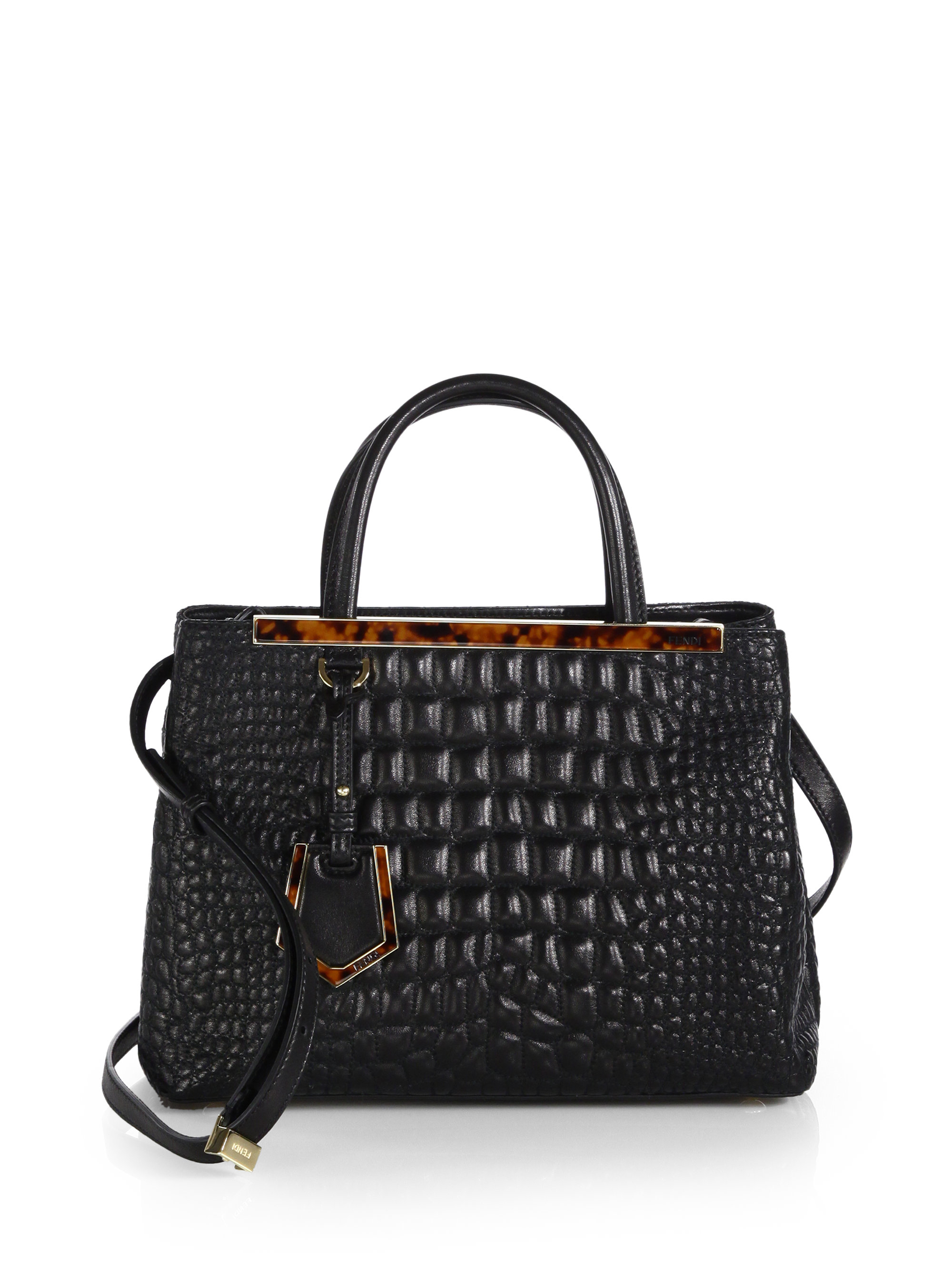 Fendi 2Jours CrocEmbossedLeather Mini Tote in Black Lyst