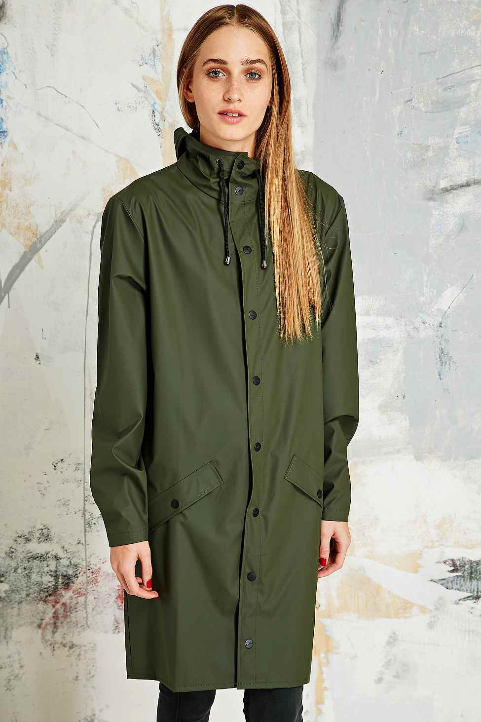 Rains Long Waterproof Jacket In Khaki in Natural for Men - Lyst