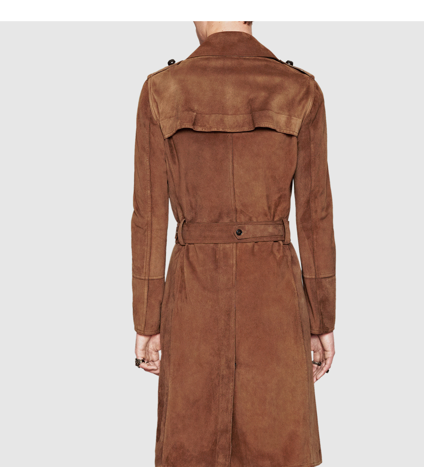 Gucci Suede Trench Coat in Brown for Men - Lyst