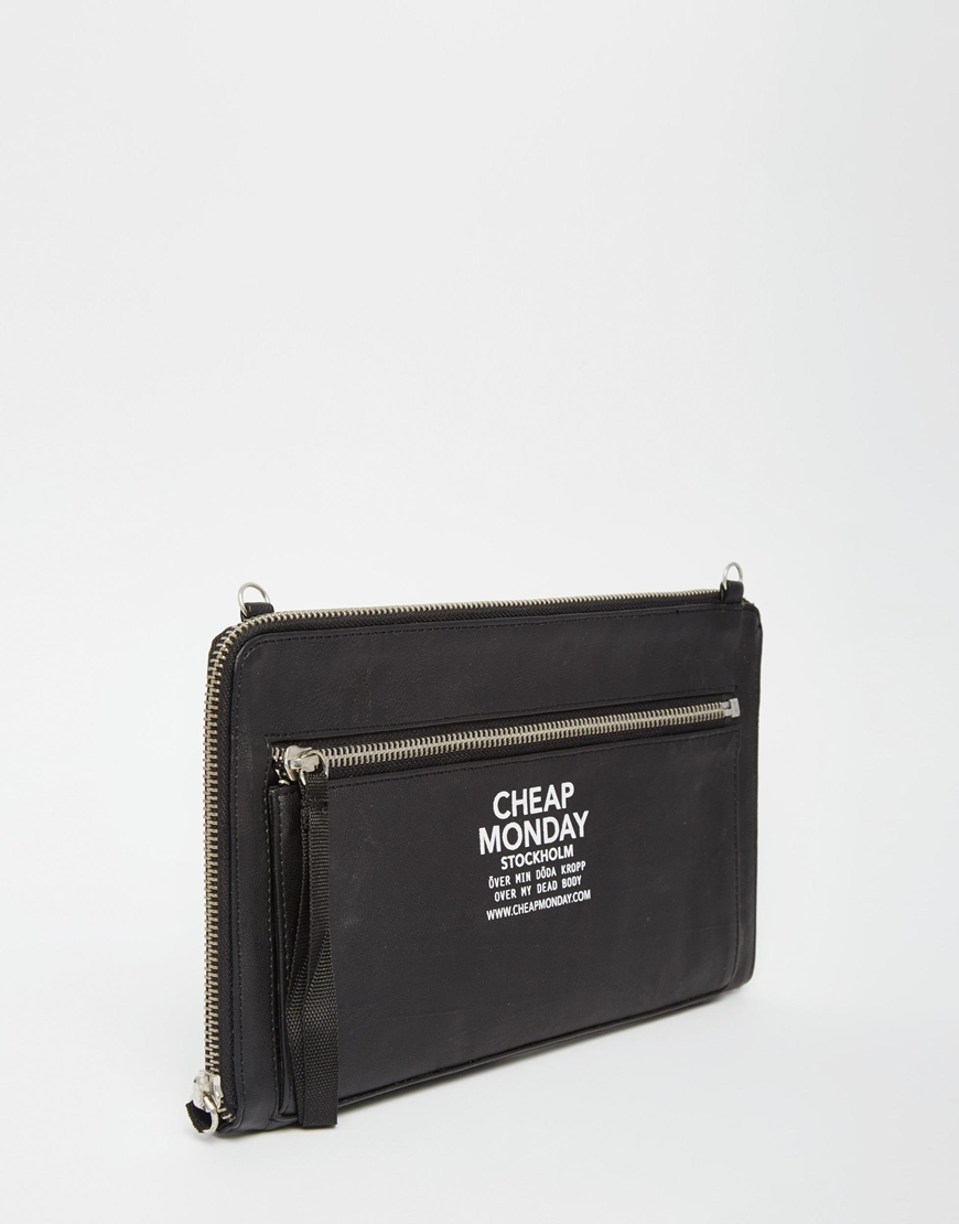 Lyst - Cheap Monday Zipper Clutch Bag With Detachable Shoulder Strap in Black
