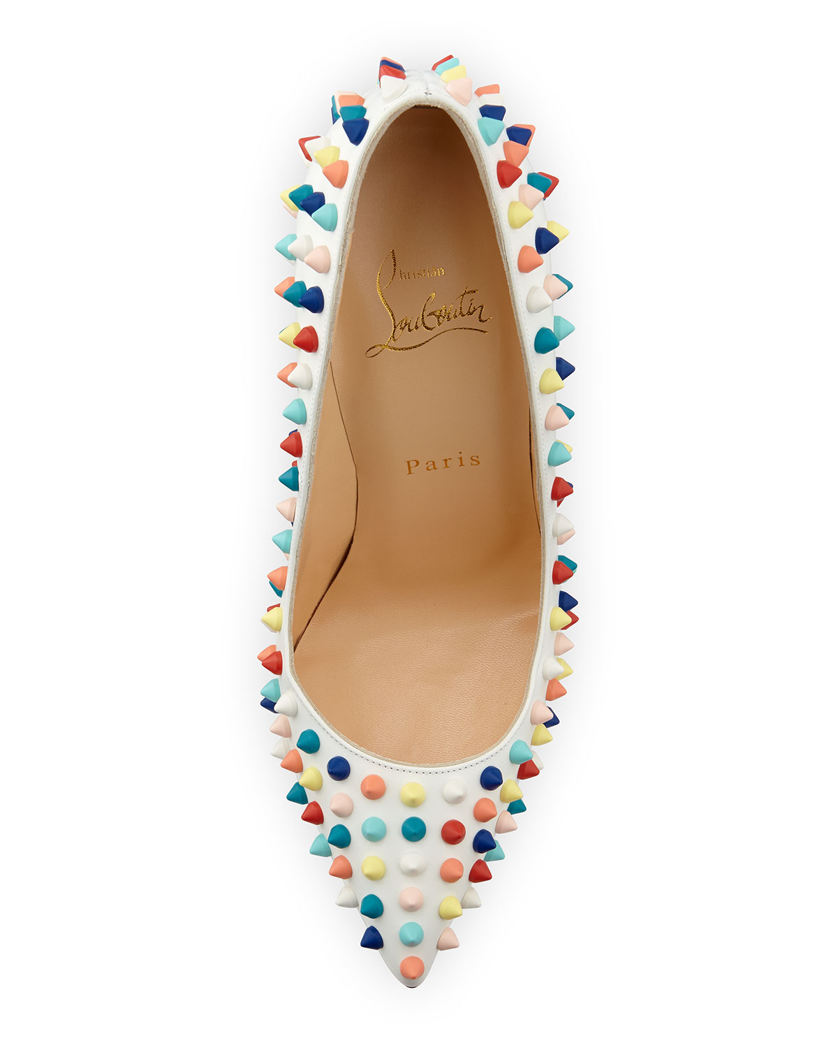 Christian louboutin Pigalle Spikes Red Sole Pump White Multi in ...