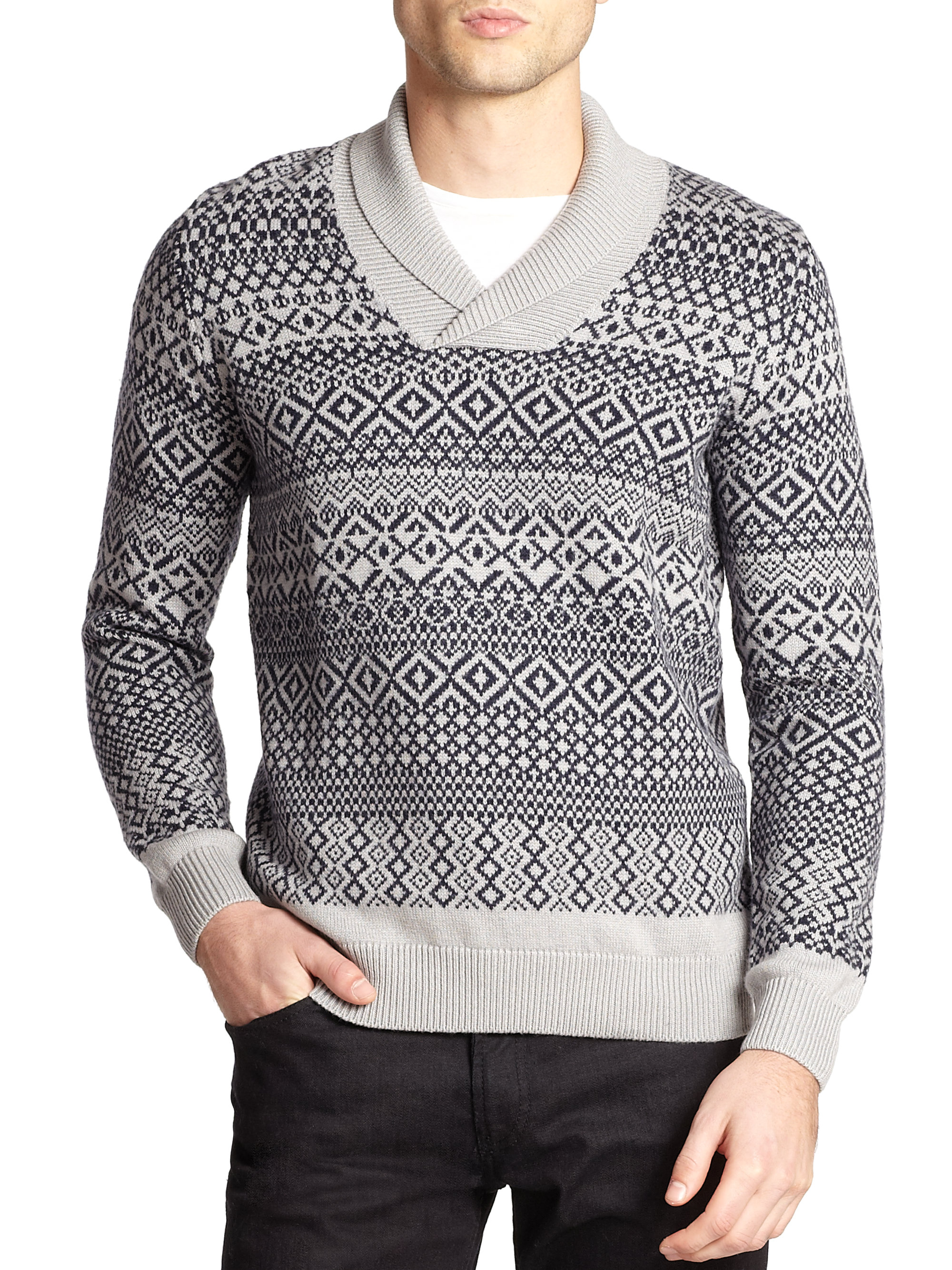 Lacoste Graphic Cotton & Wool Sweater in Gray for Men (GREY-MUTLI) | Lyst