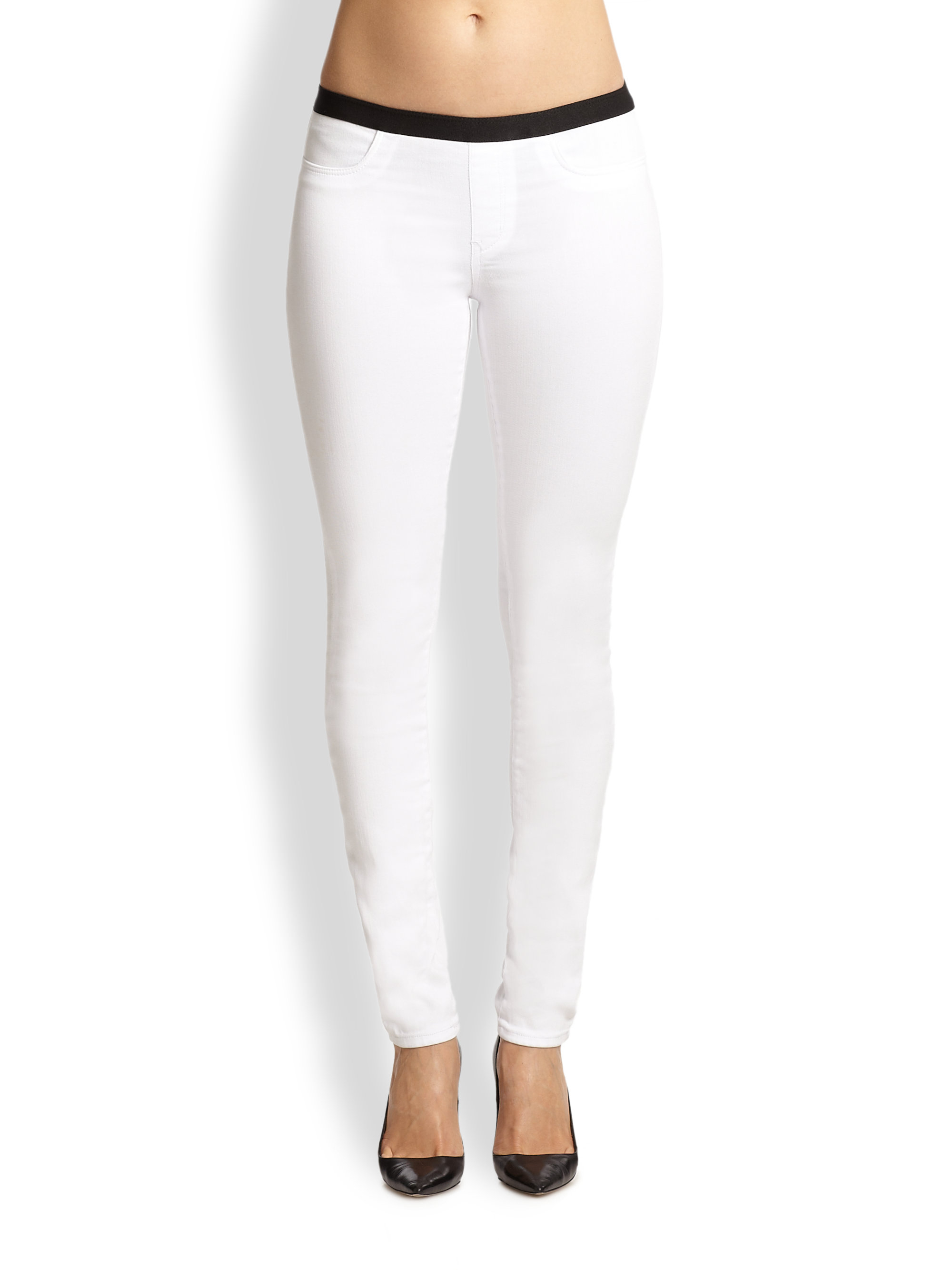 white denim leggings