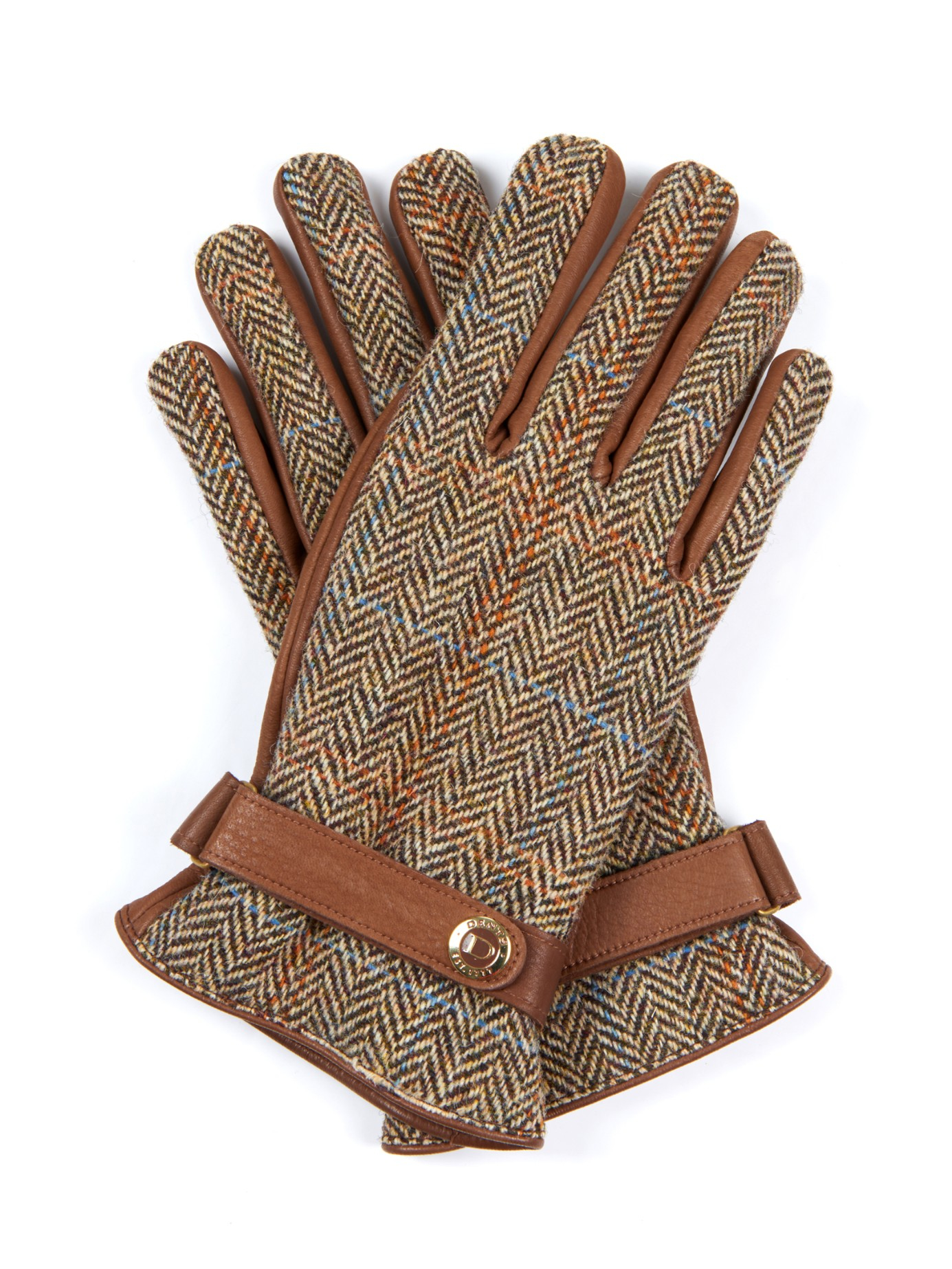 Dents Dunmore Harris-tweed And Leather Gloves in Brown for Men - Lyst