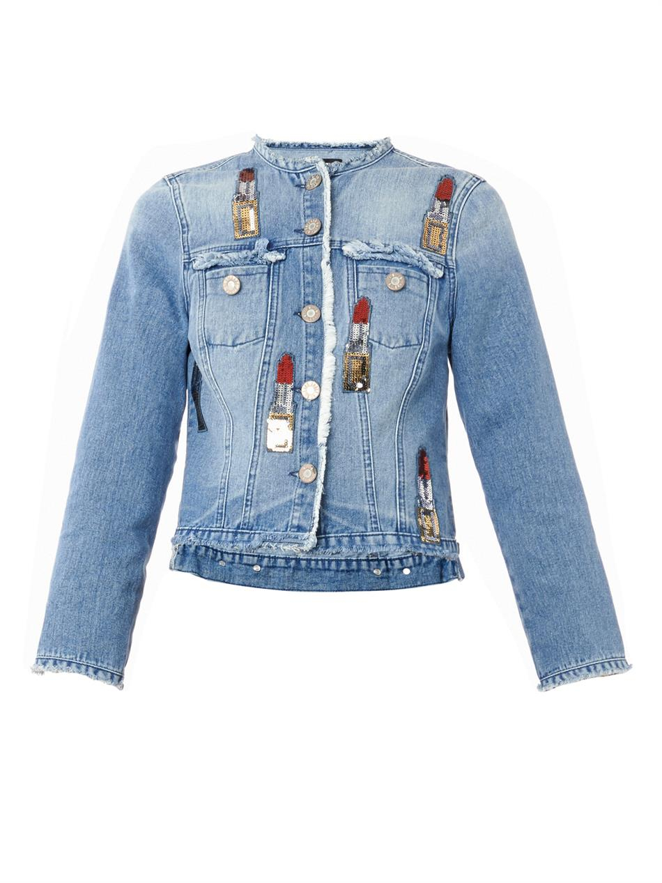 House of holland Lipstick embellished Denim Jacket in Blue 